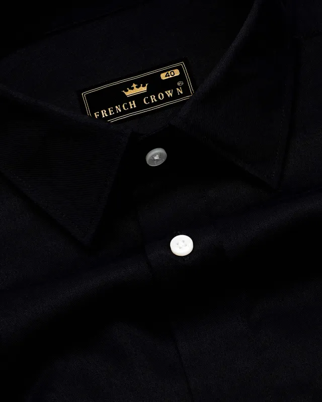 Jade Black Twill Premium Cotton Shirt sold by French Crown