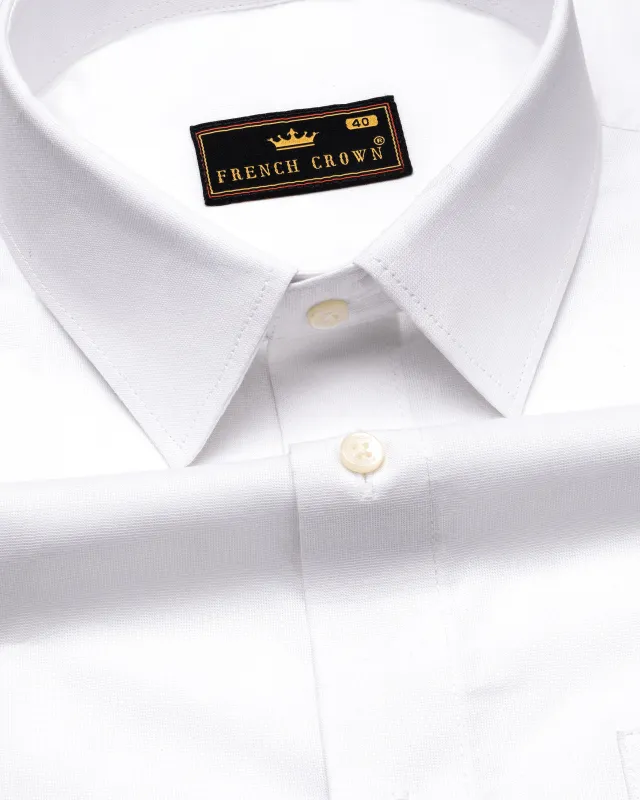 Bright White Luxurious Linen Shirt sold by French Crown