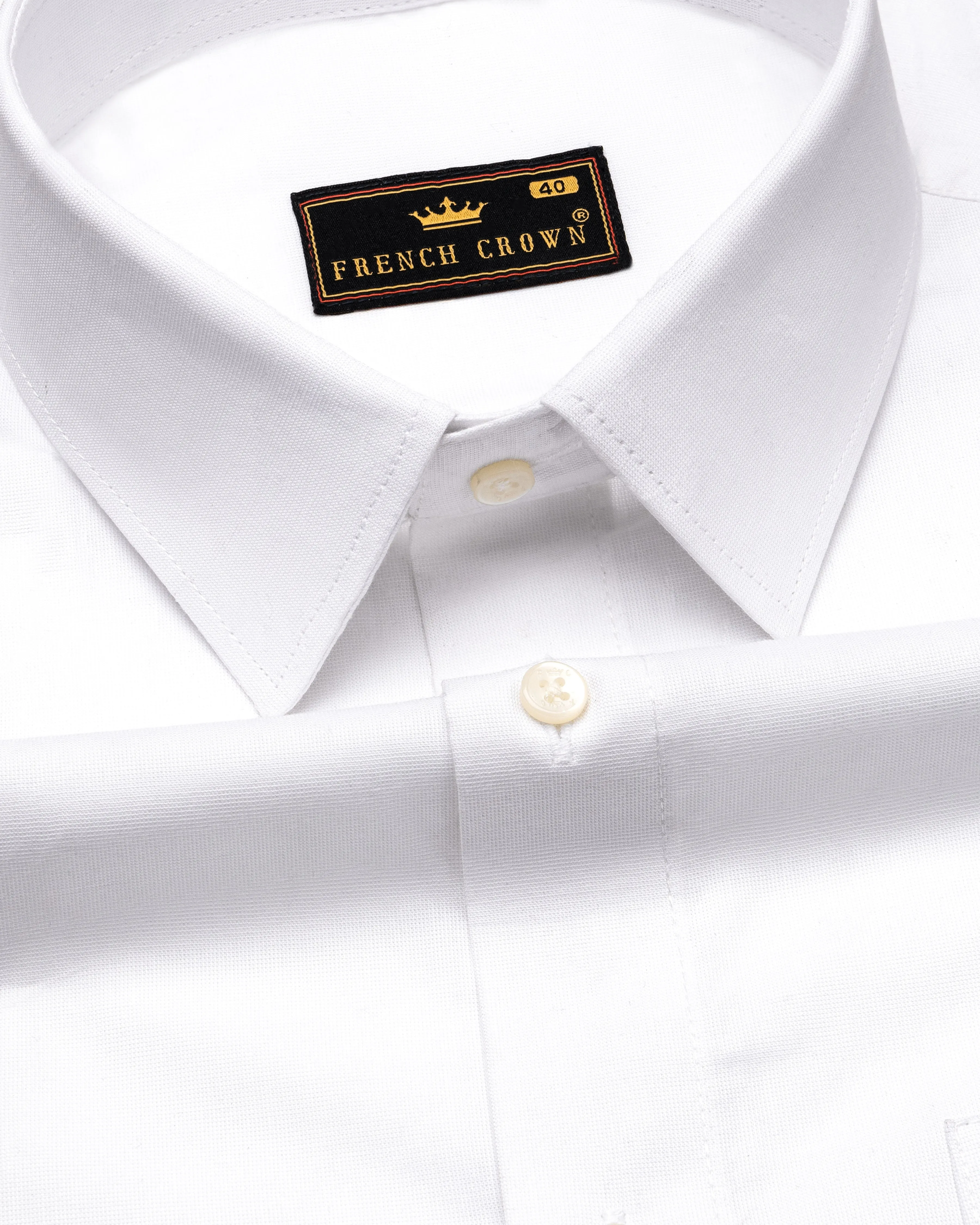 Bright White Luxurious Linen Shirt sold by French Crown