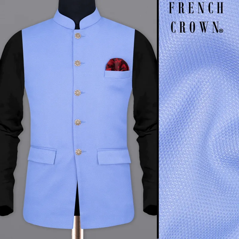 Jordy Blue Micro Textured Nehru Jacket sold by French Crown