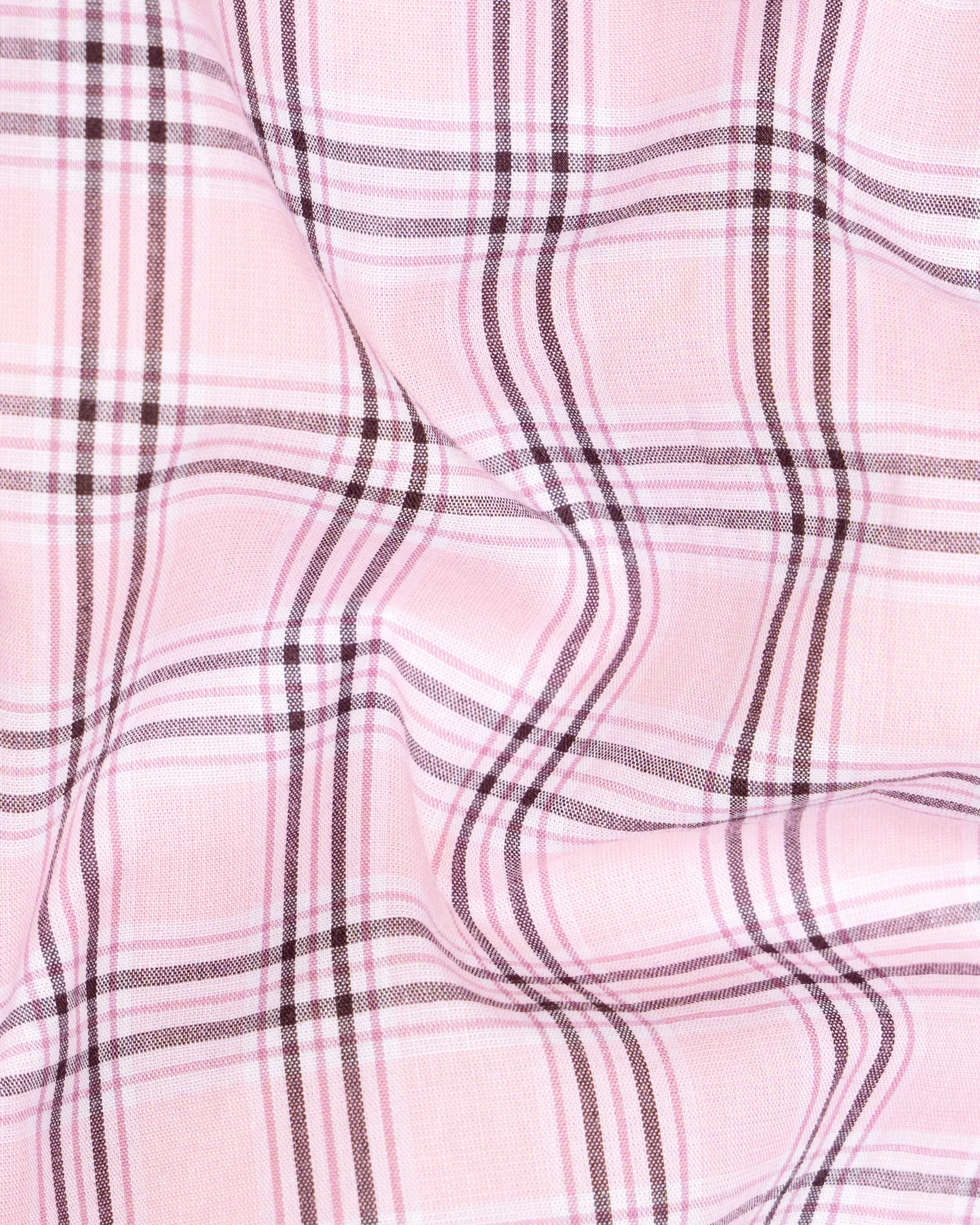 Pastel Pink with Tawny Port Brown Plaid Premium Cotton Shirt sold by French Crown product image thumbnail 3