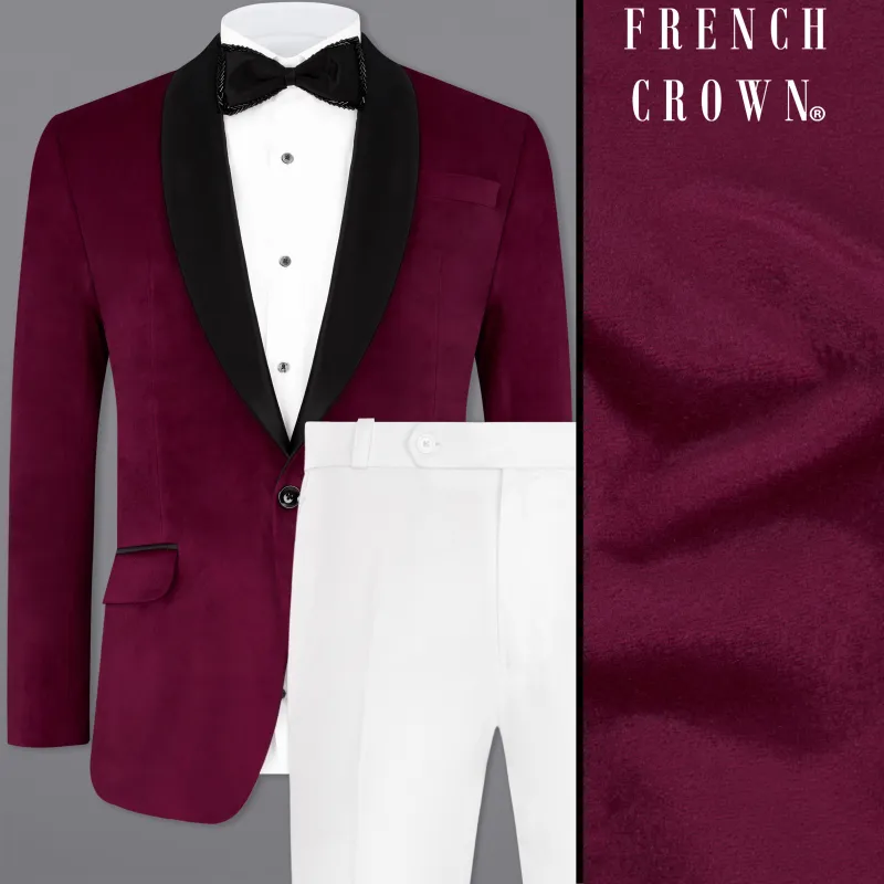 Castro Maroon Velvet Tuxedo Designer Suit made by French Crown