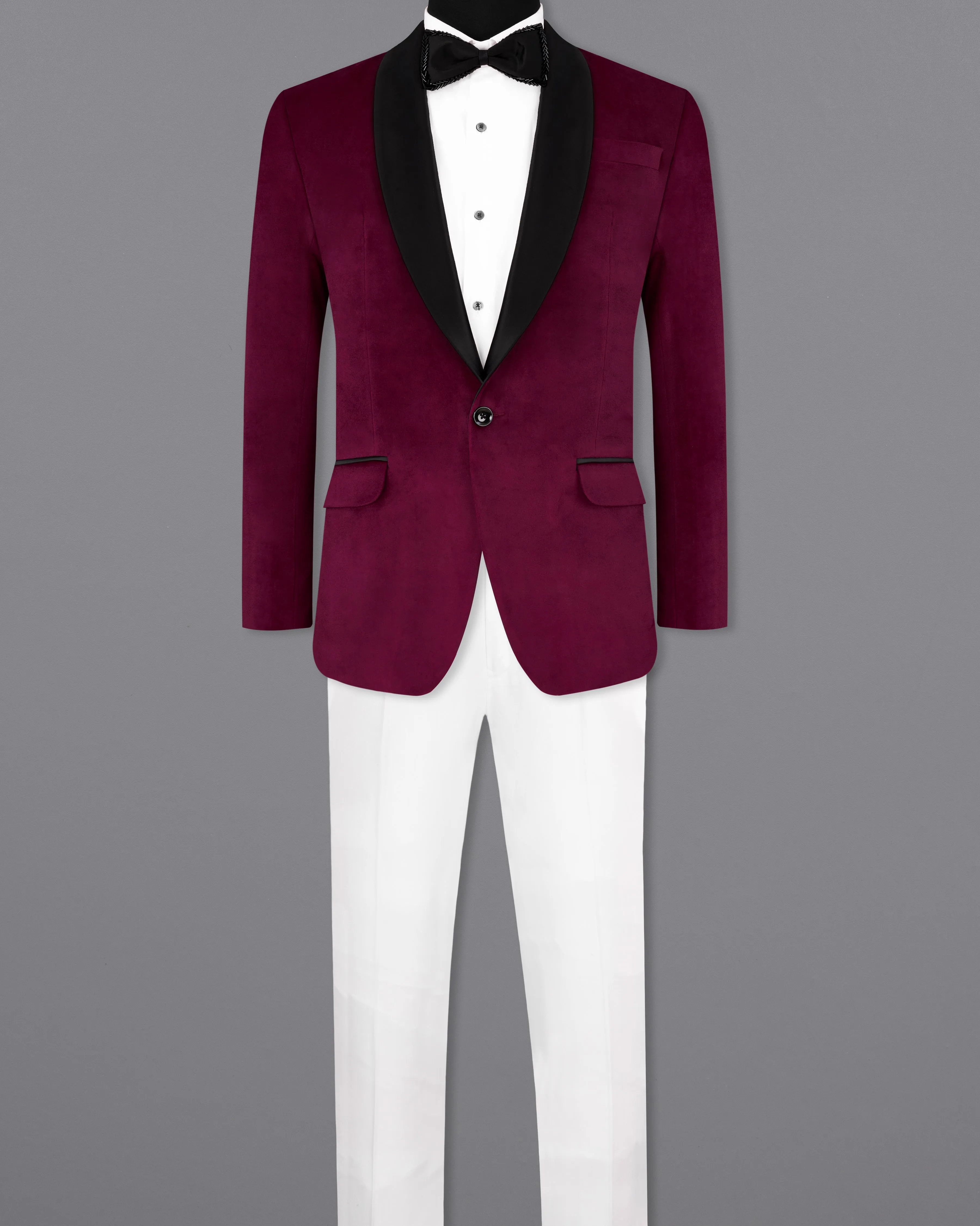 Castro Maroon Velvet Tuxedo Designer Suit sold by French Crown product image thumbnail 4