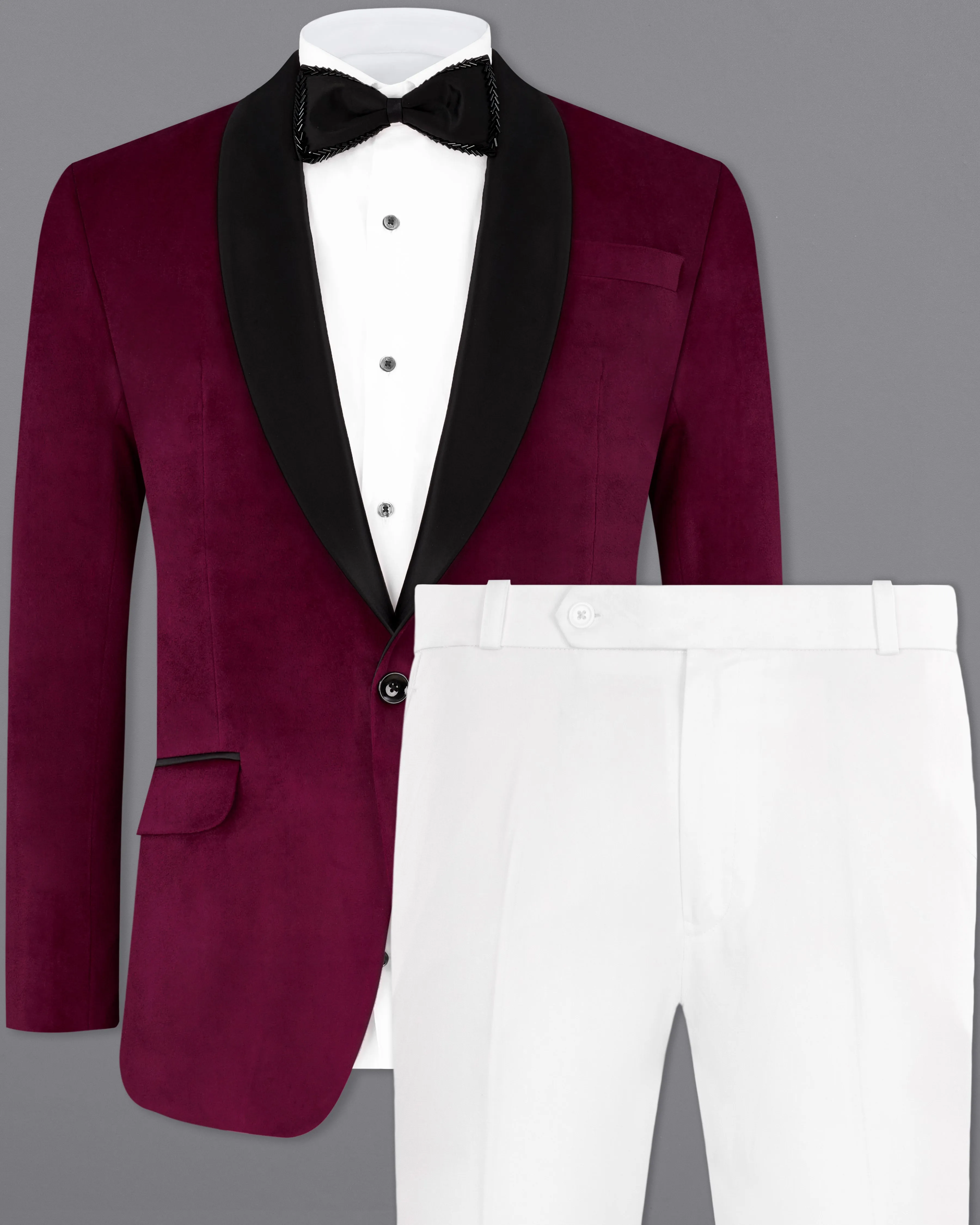 Castro Maroon Velvet Tuxedo Designer Suit sold by French Crown product image thumbnail 2