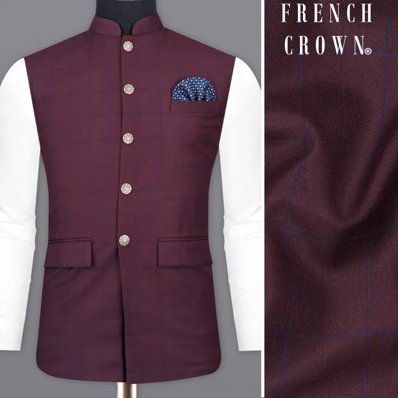 Wine Berry With Haiti Blue Nehru Jacket sold by French Crown