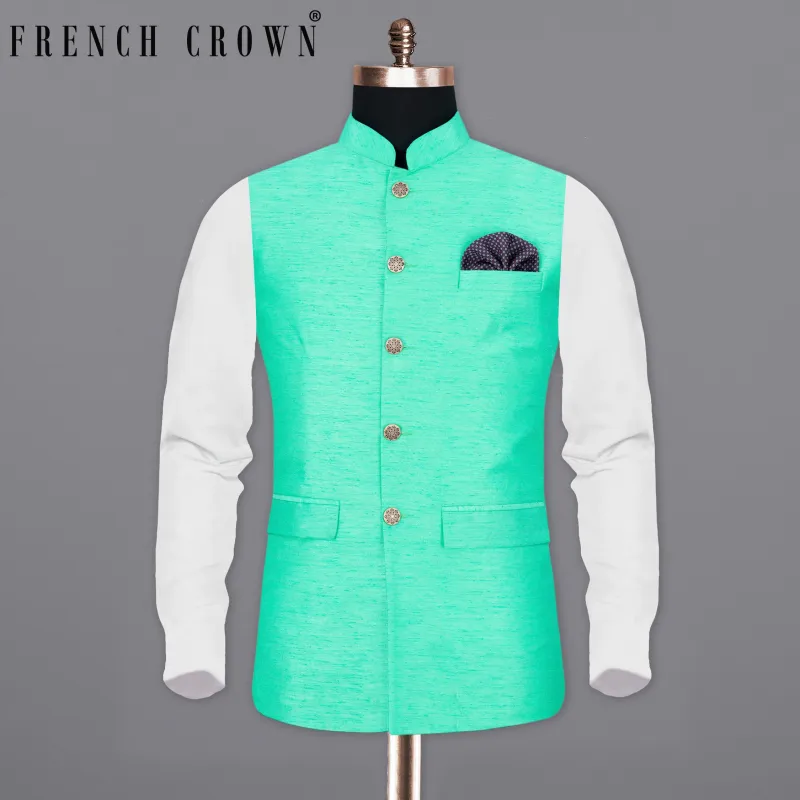 Bright Turquoise Super Soft Nehru Jacket sold by French Crown