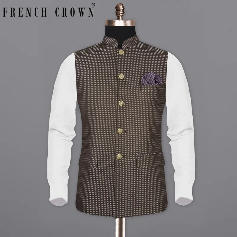 Eclipse Geometric Textured Nehru Jacket sold by French Crown