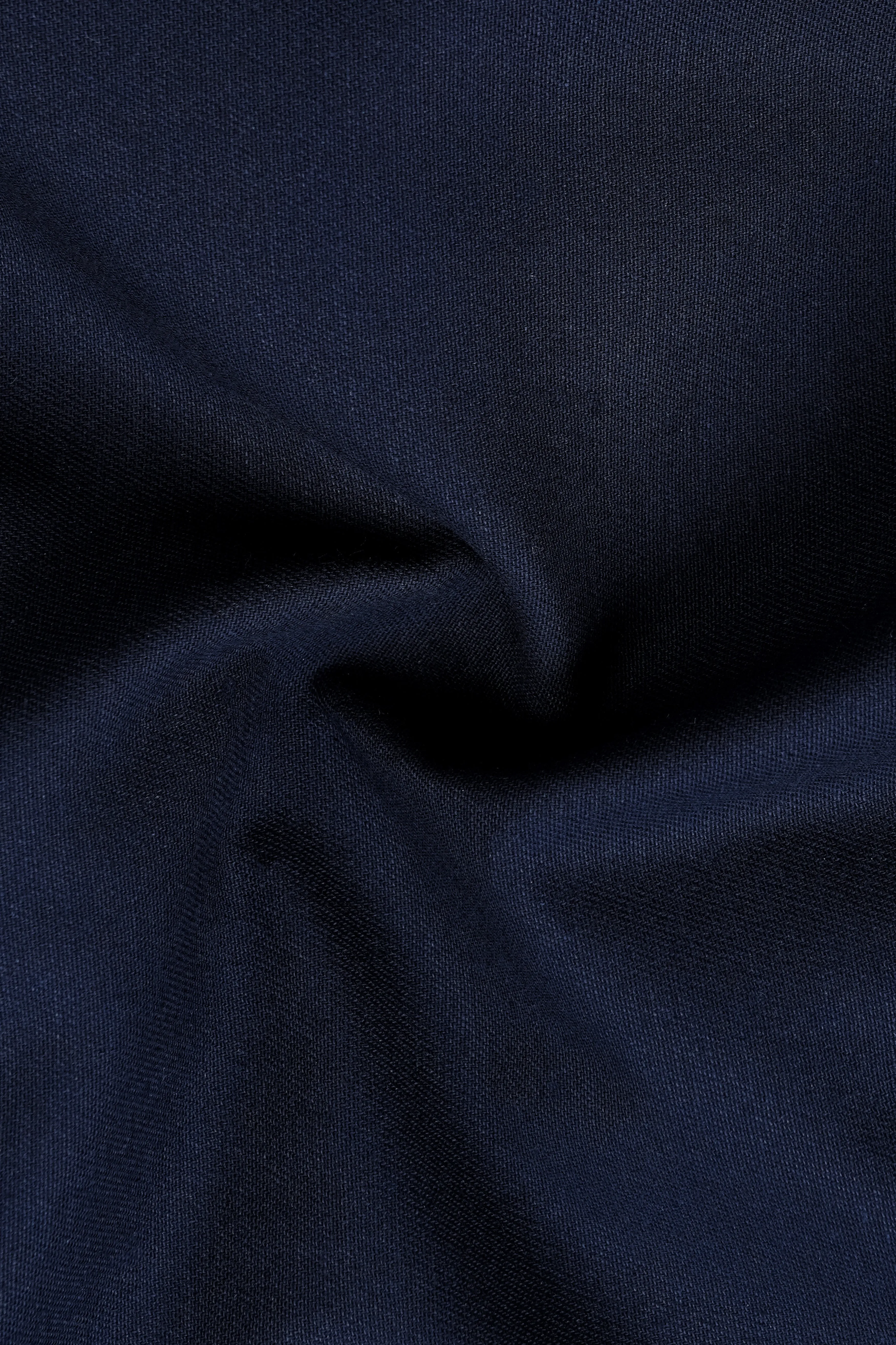 Navy Subtle Sheen Wool Blend Double Breasted Suit sold by French Crown product image thumbnail 3