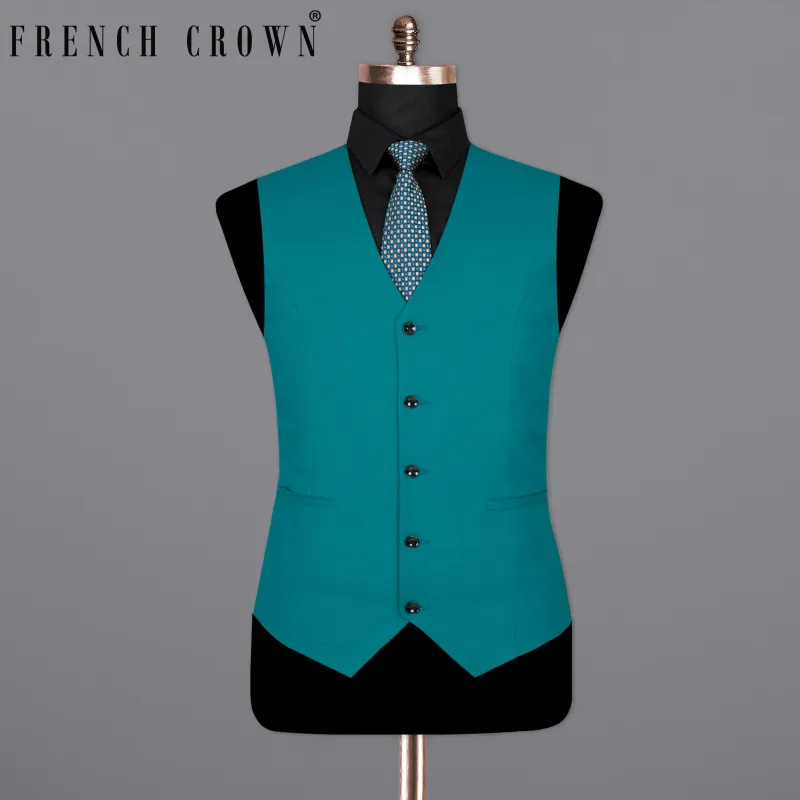 Eastern Blue Wool Rich Waistcoat sold by French Crown