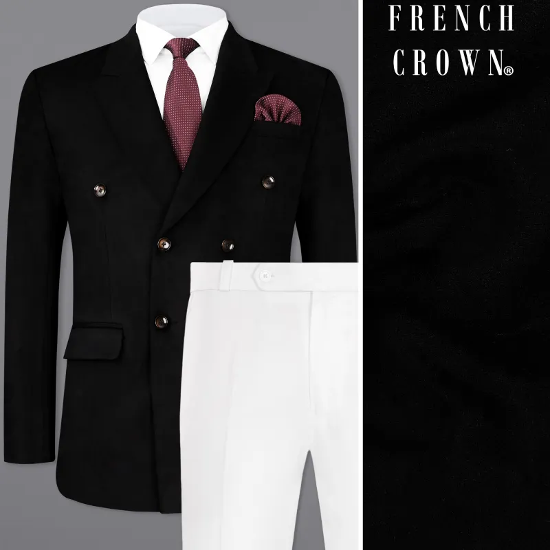 Jade Black Velvet Double-Breasted Designer Suit sold by French Crown