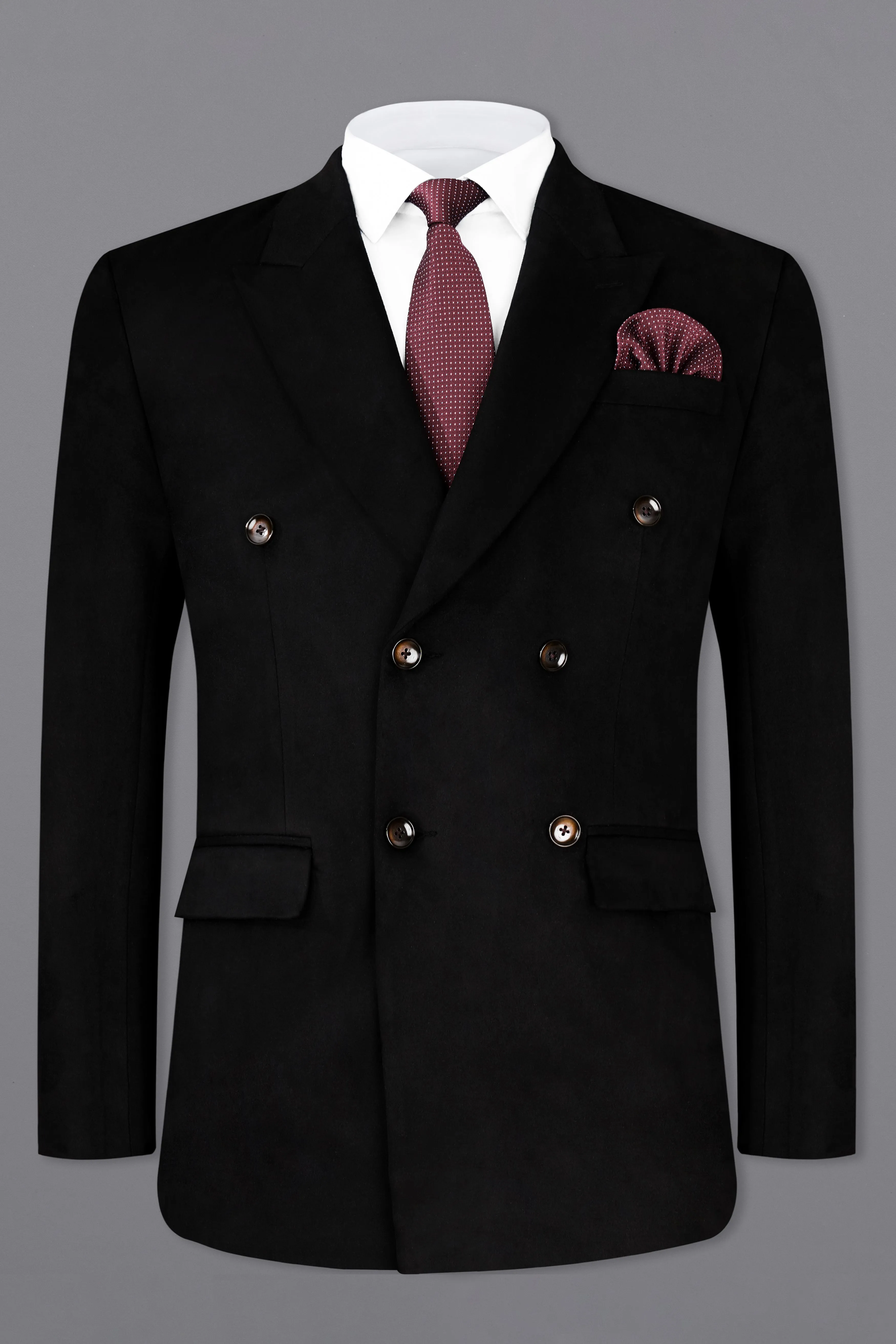 Jade Black Velvet Double-Breasted Designer Blazer sold by French Crown product image thumbnail 2