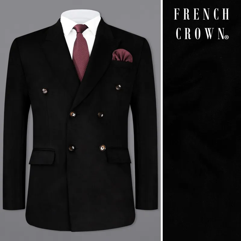 Jade Black Velvet Double-Breasted Designer Blazer made by French Crown