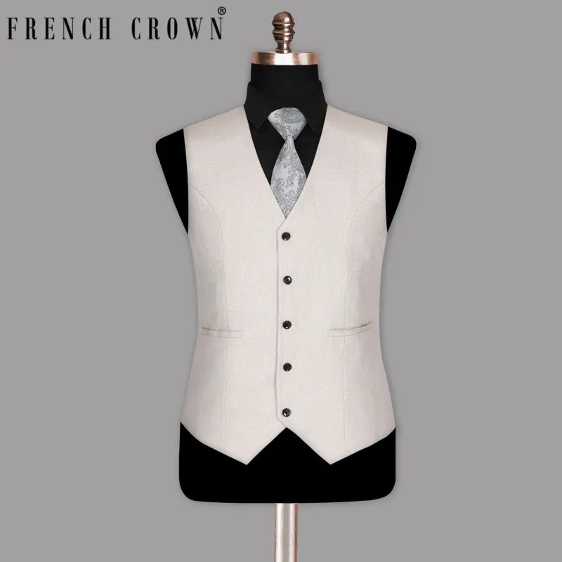 Wan White Textured Waistcoat sold by French Crown