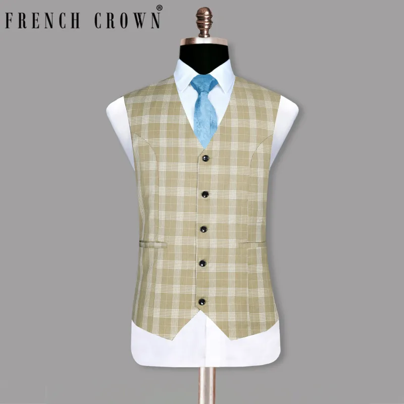 Sandcastle Plaid Wool Blend Waistcoat sold by French Crown