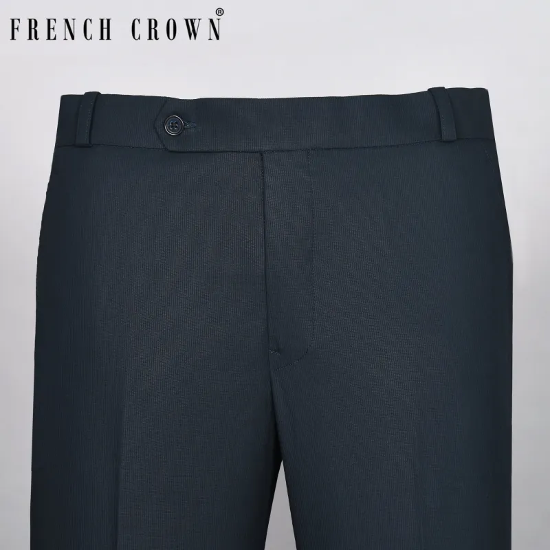 Blue Subtle Pinstriped Premium Cotton Pant sold by French Crown