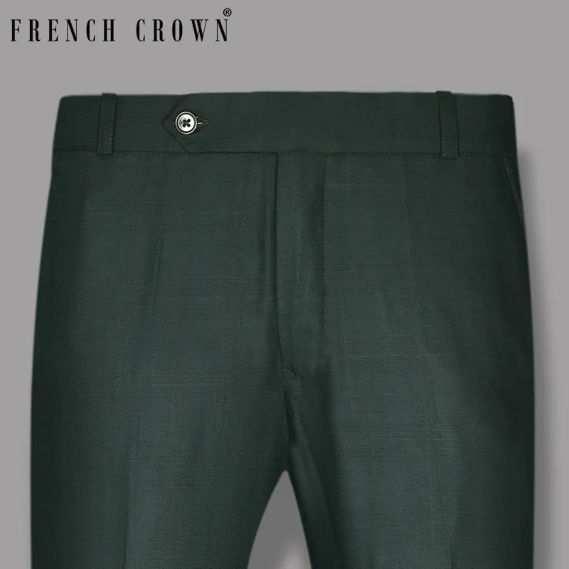 British Racing Green Subtle Windowpane Textured Pant sold by French Crown