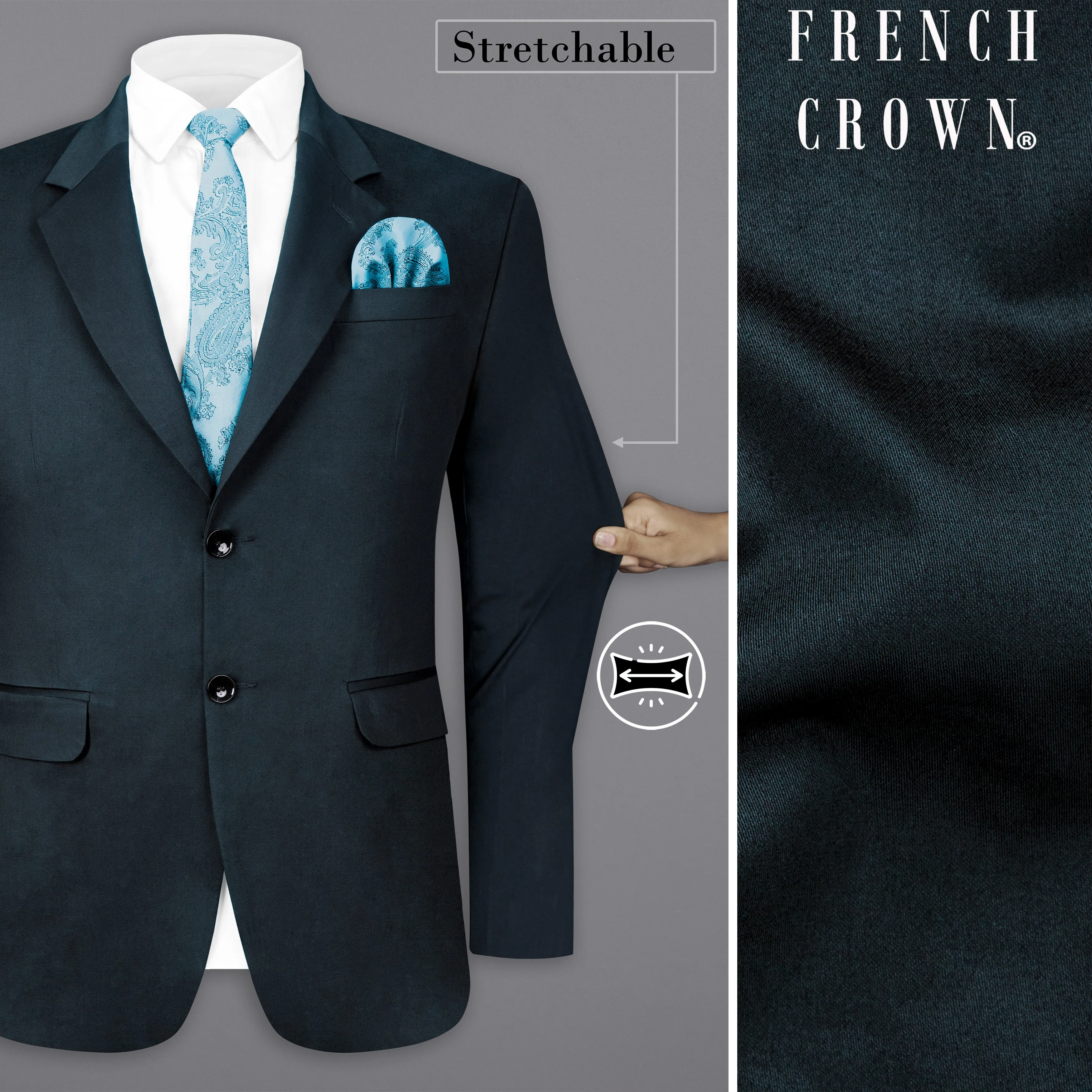 Timber Sea Green Solid Premium Cotton Blazer sold by French Crown