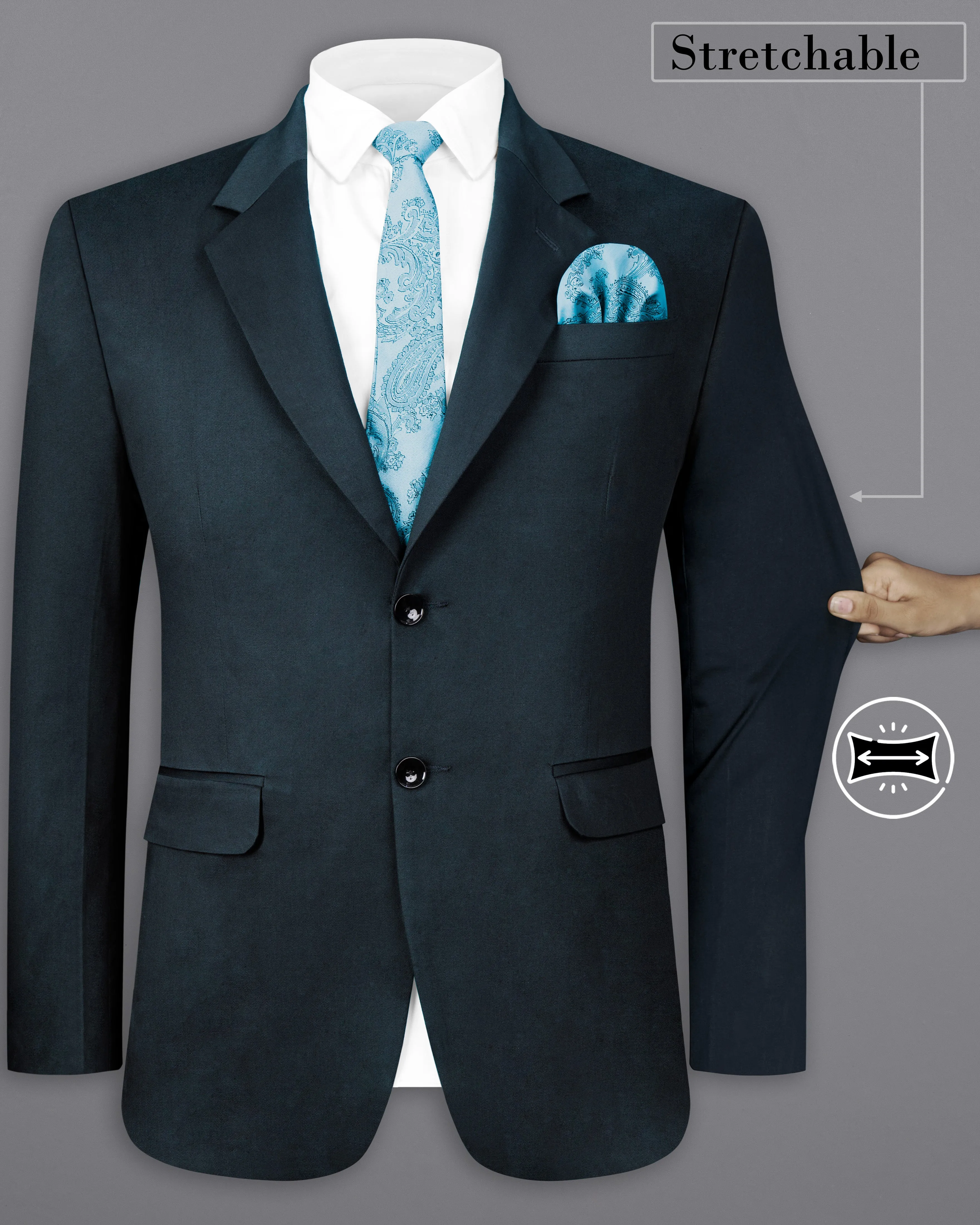 Timber Sea Green Solid Premium Cotton Blazer sold by French Crown product image thumbnail 2