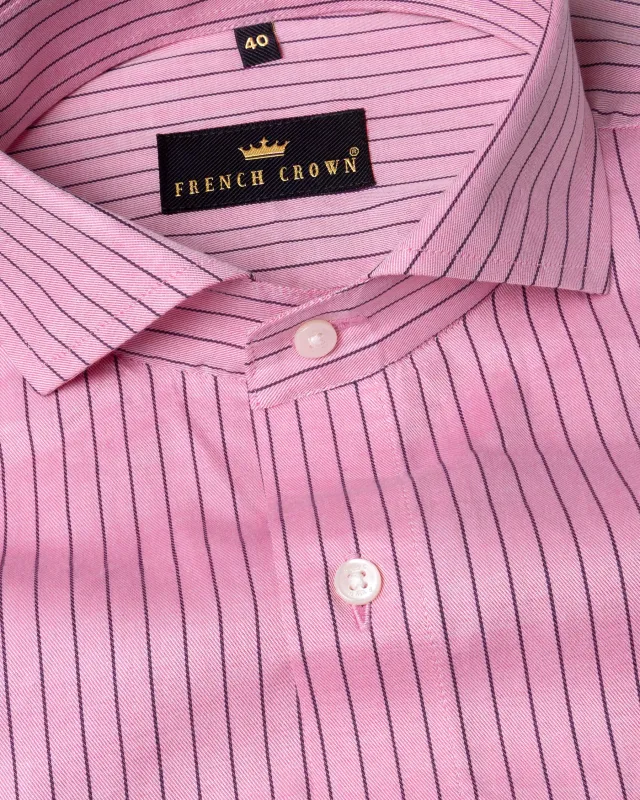 Pink Twill Striped Premium Cotton Shirt sold by French Crown