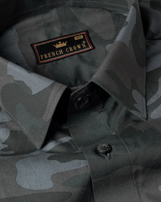Grey Camouflage Military Printed Premium Cotton Shirt sold by French Crown