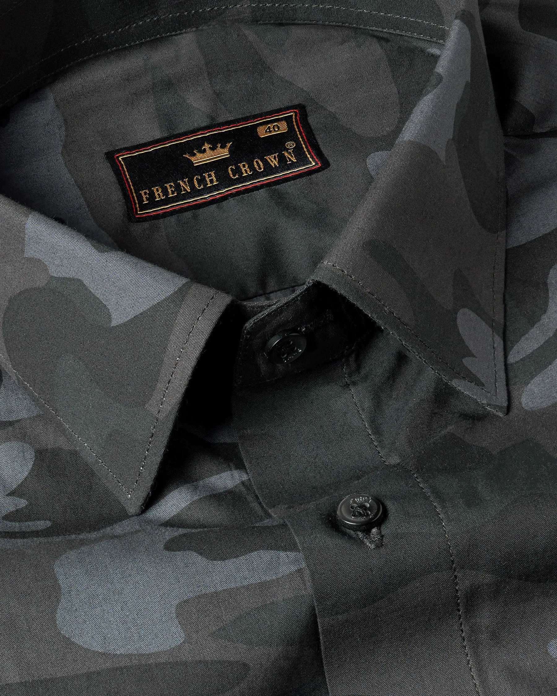 Grey Camouflage Military Printed Premium Cotton Shirt sold by French Crown