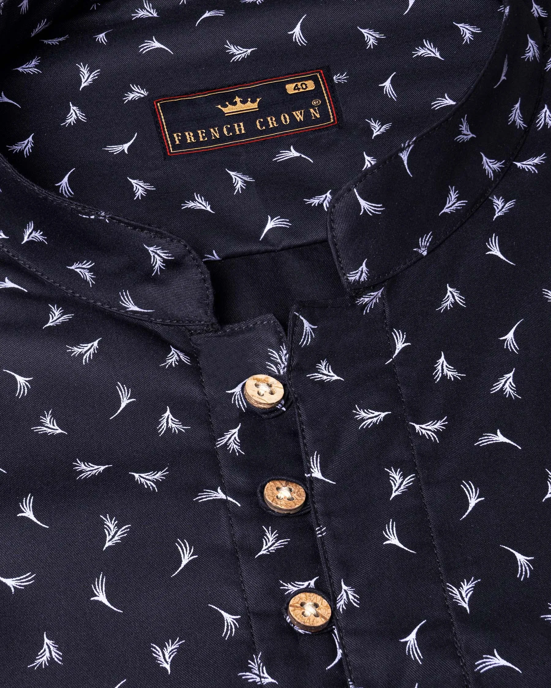 Jade Black flowers Printed super soft Premium Cotton shirt sold by French Crown product image thumbnail 4