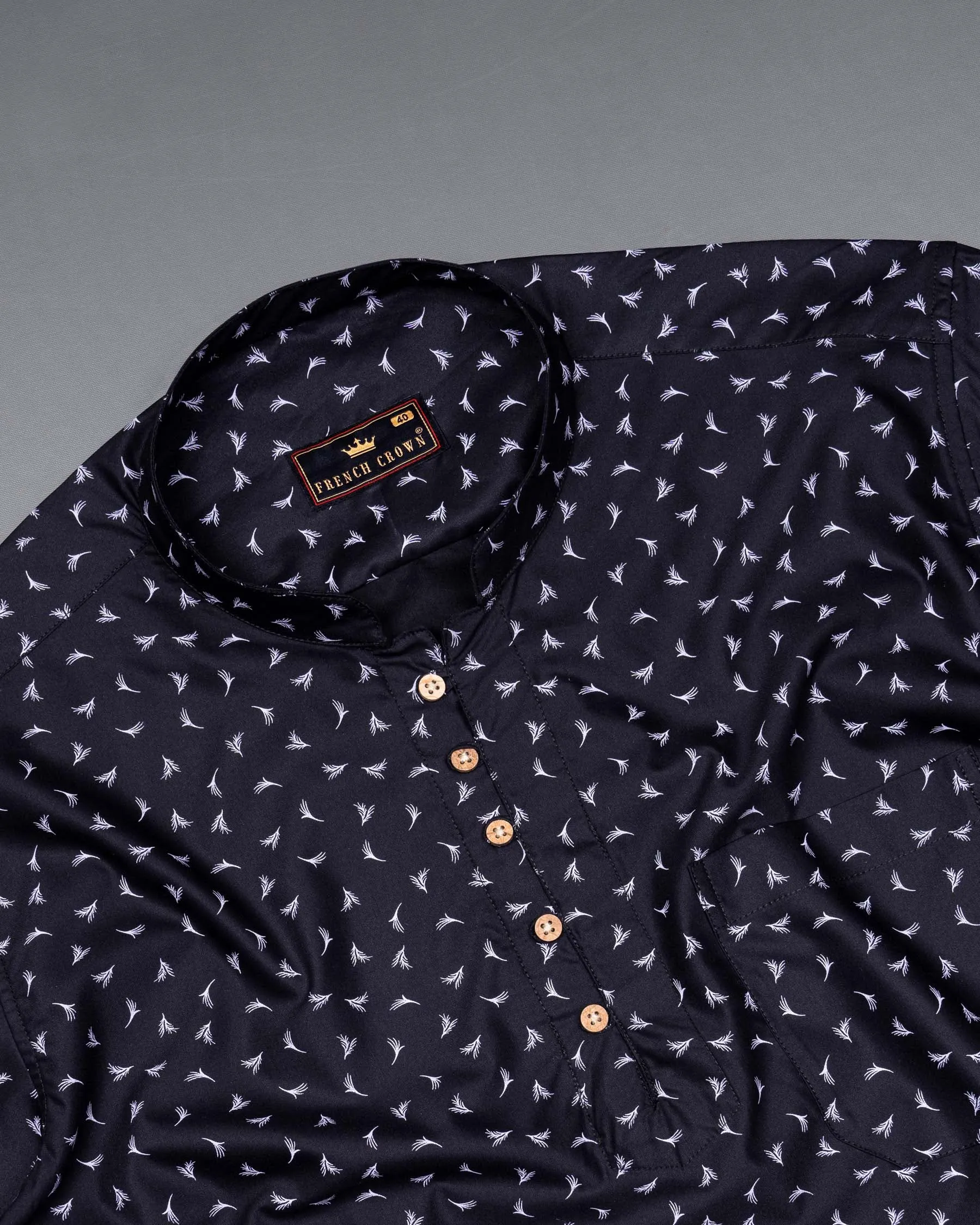 Jade Black flowers Printed super soft Premium Cotton shirt sold by French Crown product image thumbnail 5