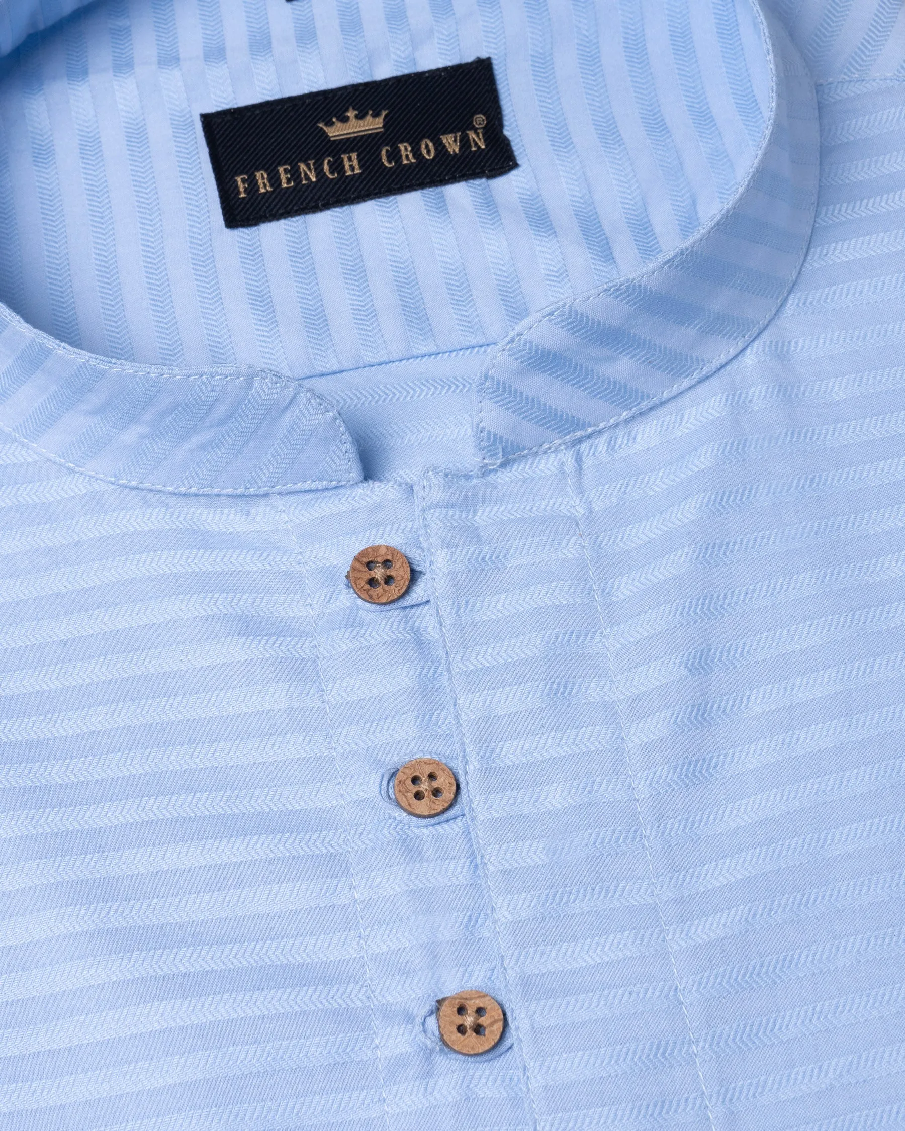 Pigeon Post Subtle Striped Dobby Textured Giza Cotton Kurta Shirt sold by French Crown product image thumbnail 4