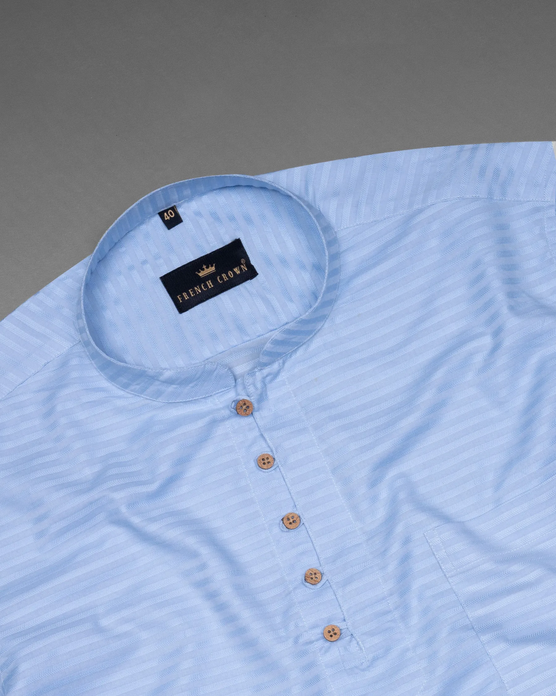 Pigeon Post Subtle Striped Dobby Textured Giza Cotton Kurta Shirt sold by French Crown product image thumbnail 5