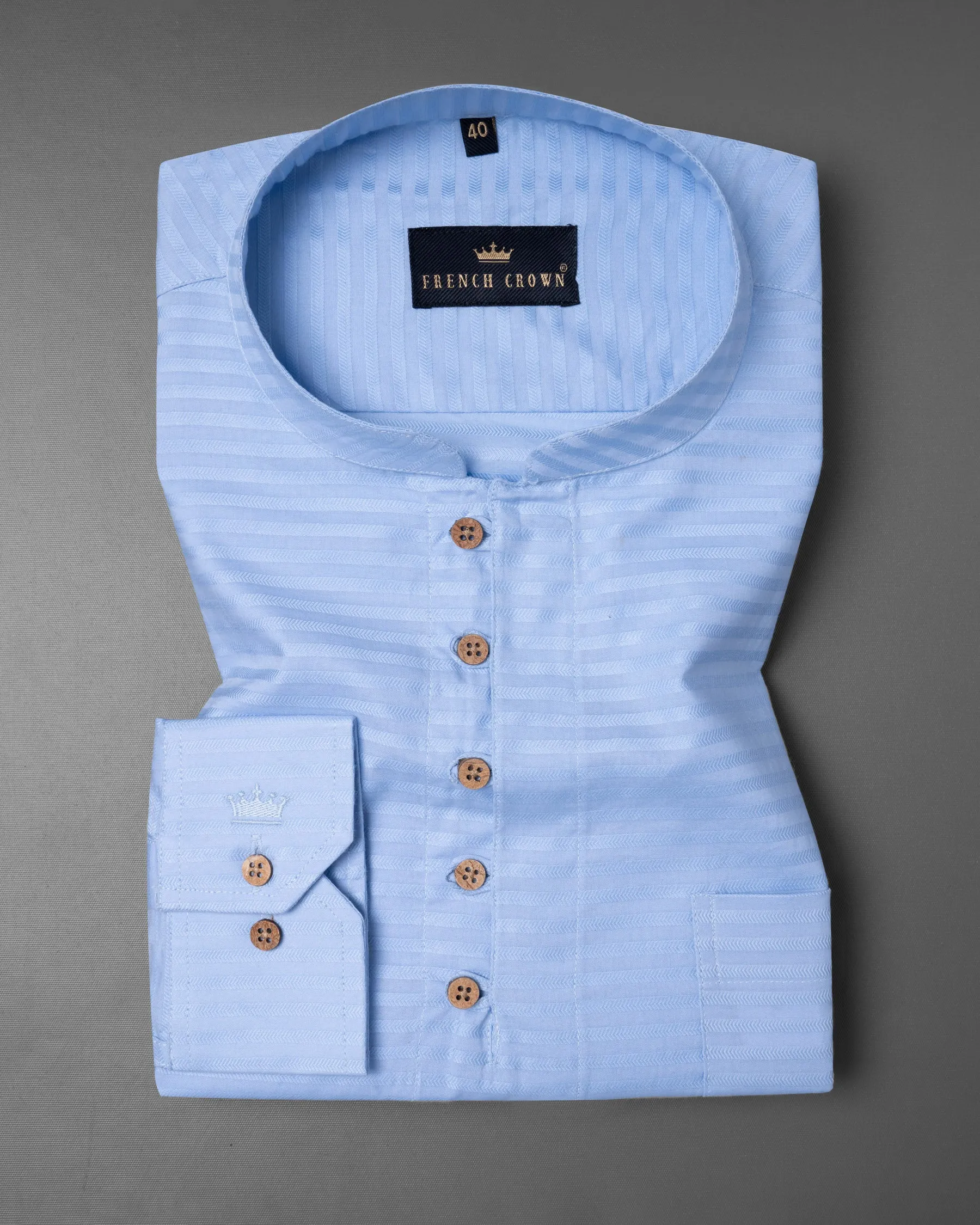 Pigeon Post Subtle Striped Dobby Textured Giza Cotton Kurta Shirt sold by French Crown product image thumbnail 2