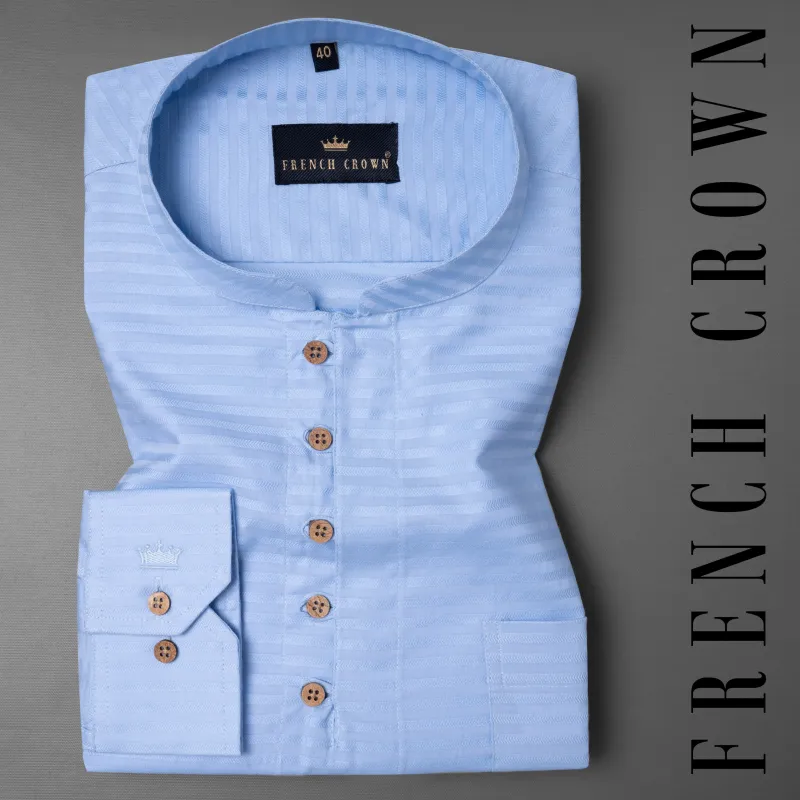 Pigeon Post Subtle Striped Dobby Textured Giza Cotton Kurta Shirt sold by French Crown