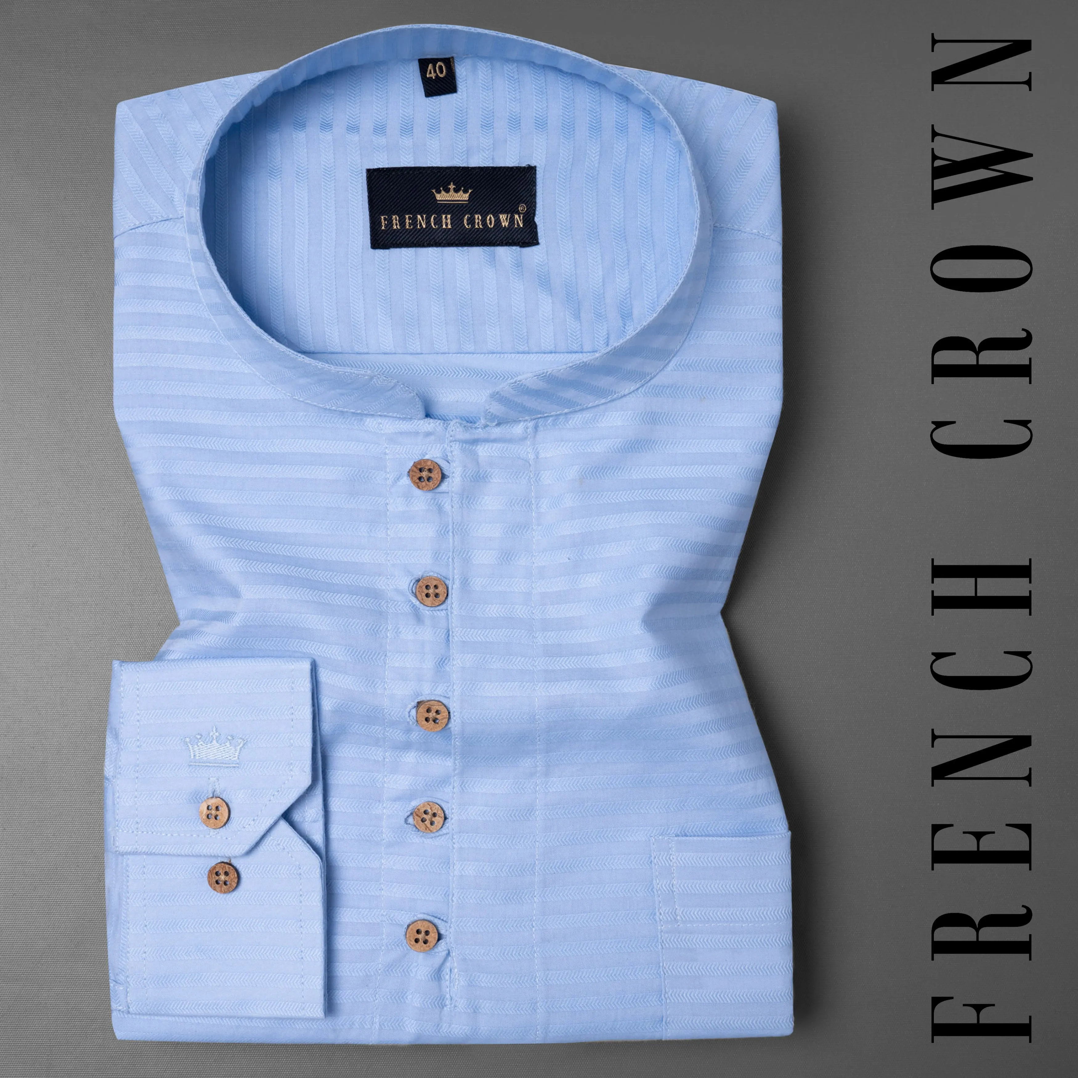 Pigeon Post Subtle Striped Dobby Textured Giza Cotton Kurta Shirt sold by French Crown