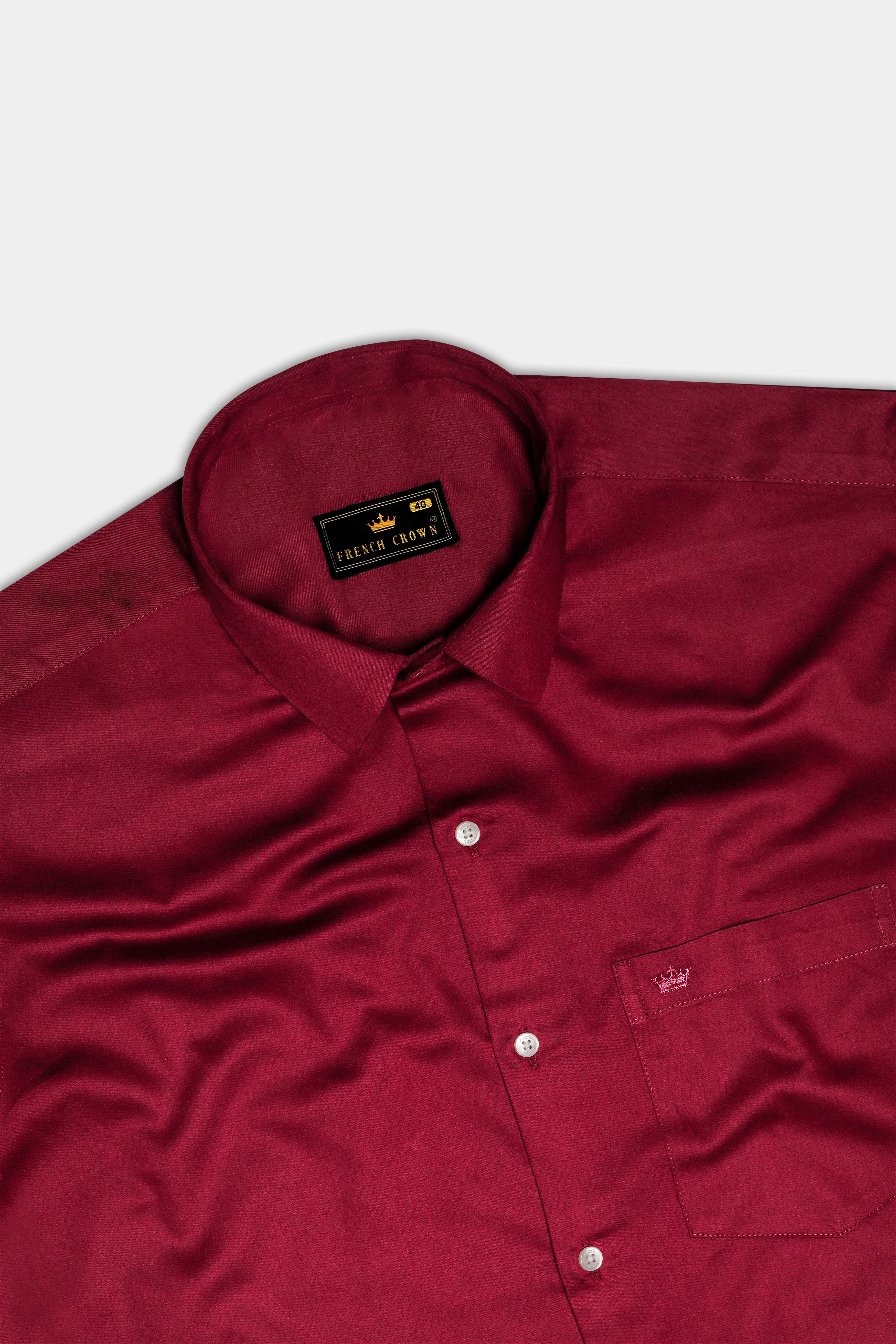 Majestic Ruby-Venetian Red Solid Subtle Sheen Super Soft Premium Cotton Dress Shirt sold by French Crown product image thumbnail 5