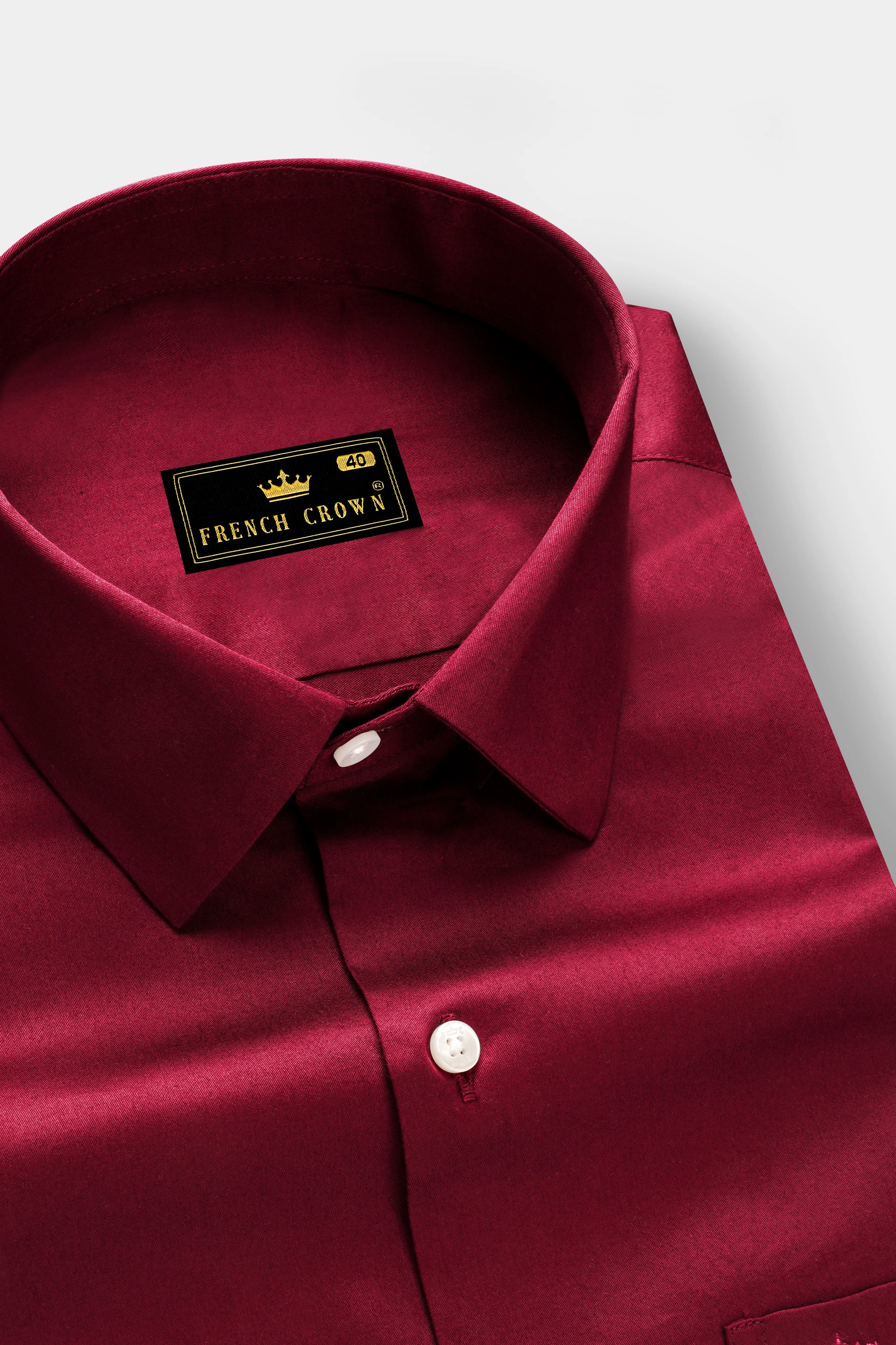 Majestic Ruby-Venetian Red Solid Subtle Sheen Super Soft Premium Cotton Dress Shirt sold by French Crown product image thumbnail 2