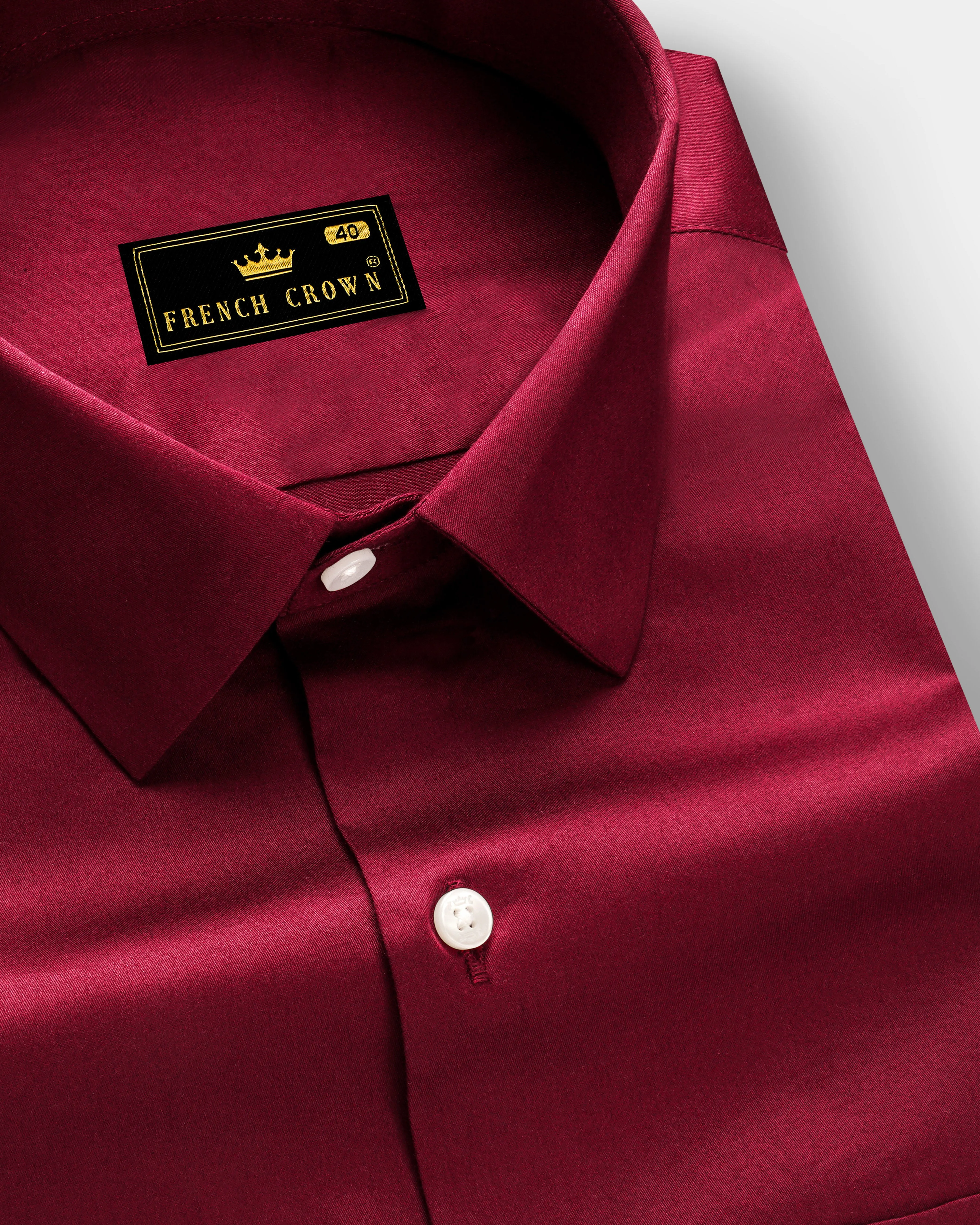 Majestic Ruby-Venetian Red Solid Subtle Sheen Super Soft Premium Cotton Dress Shirt sold by French Crown