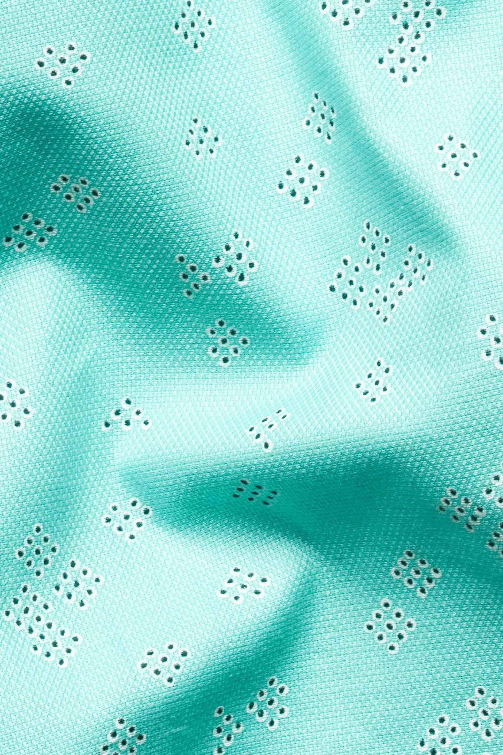 Bermuda Blue with Black and White Dobby Textured Premium Giza Cotton Shirt sold by French Crown product image thumbnail 2