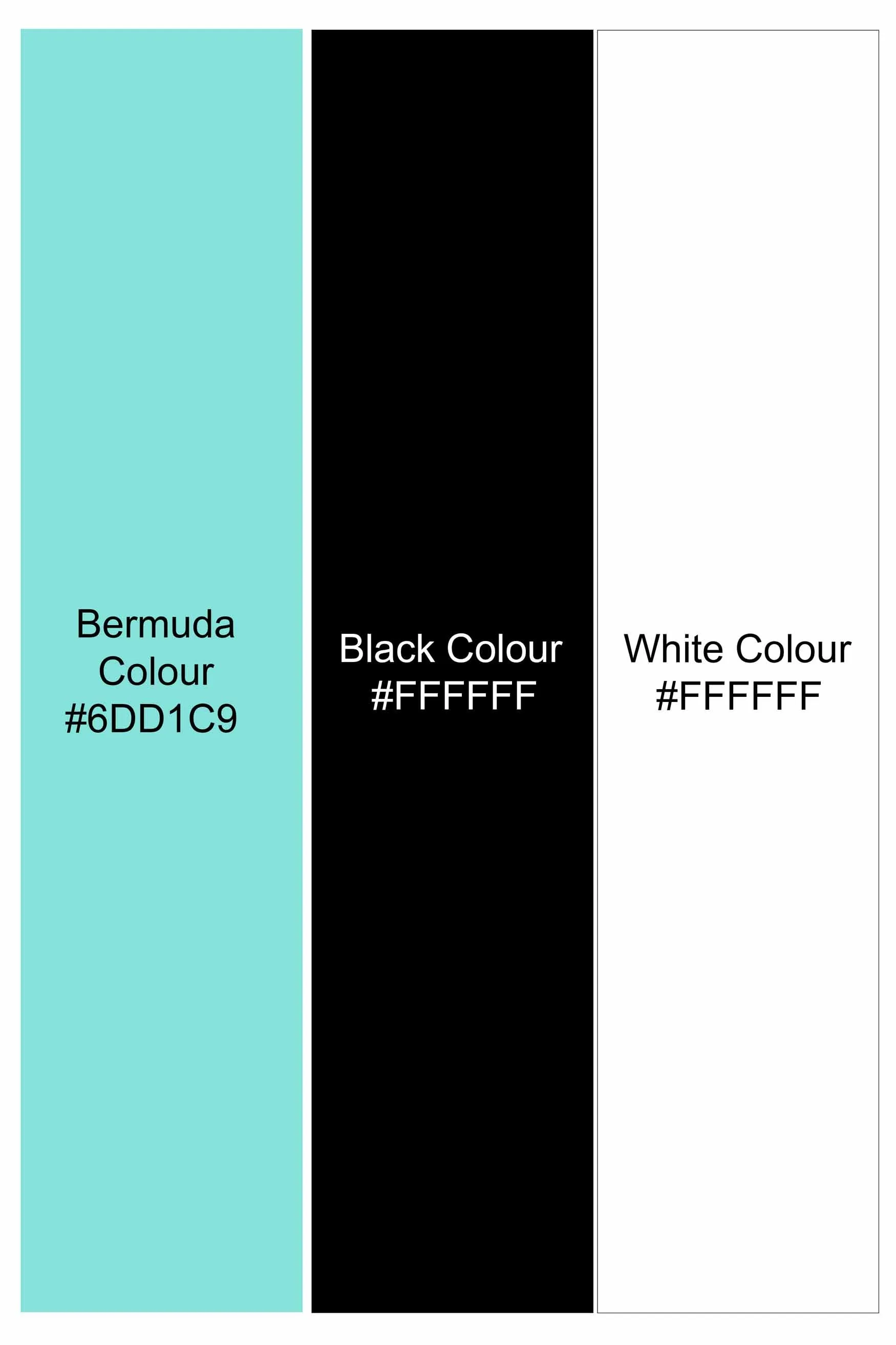 Bermuda Blue with Black and White Dobby Textured Premium Giza Cotton Shirt sold by French Crown product image thumbnail 5