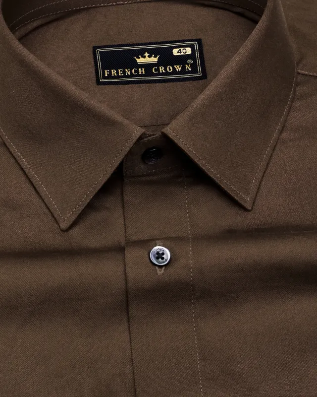 Kabul Brown Subtle Sheen Super Soft Premium Cotton Shirt sold by French Crown