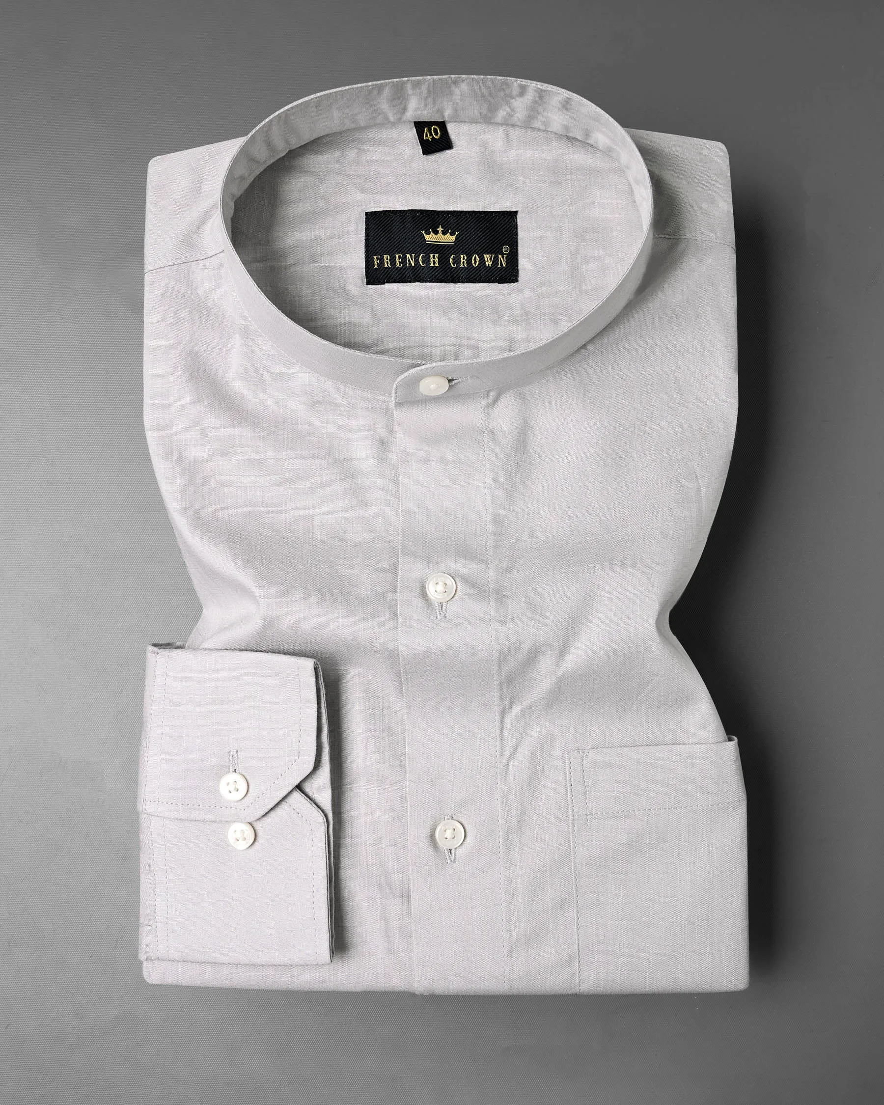 Swiss Grey Luxurious Linen Shirt sold by French Crown product image thumbnail 3