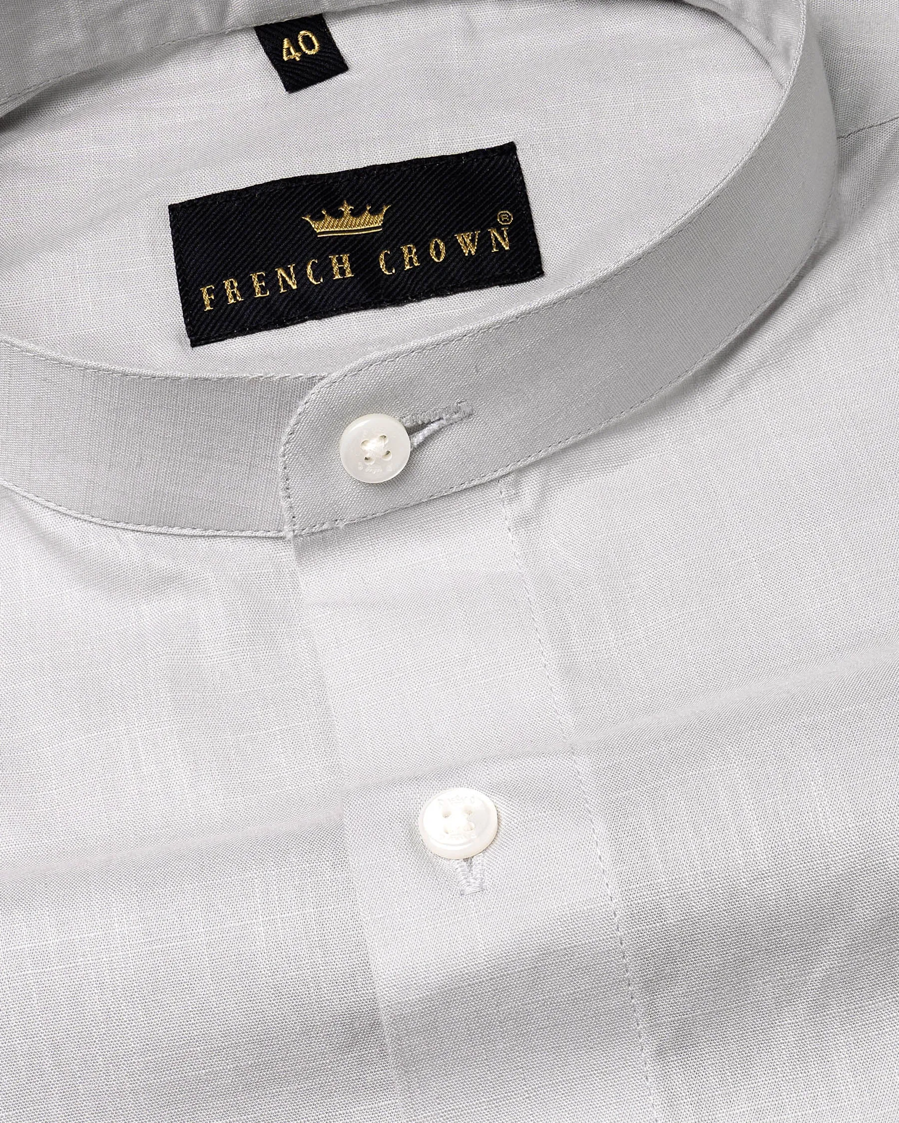 Swiss Grey Luxurious Linen Shirt sold by French Crown