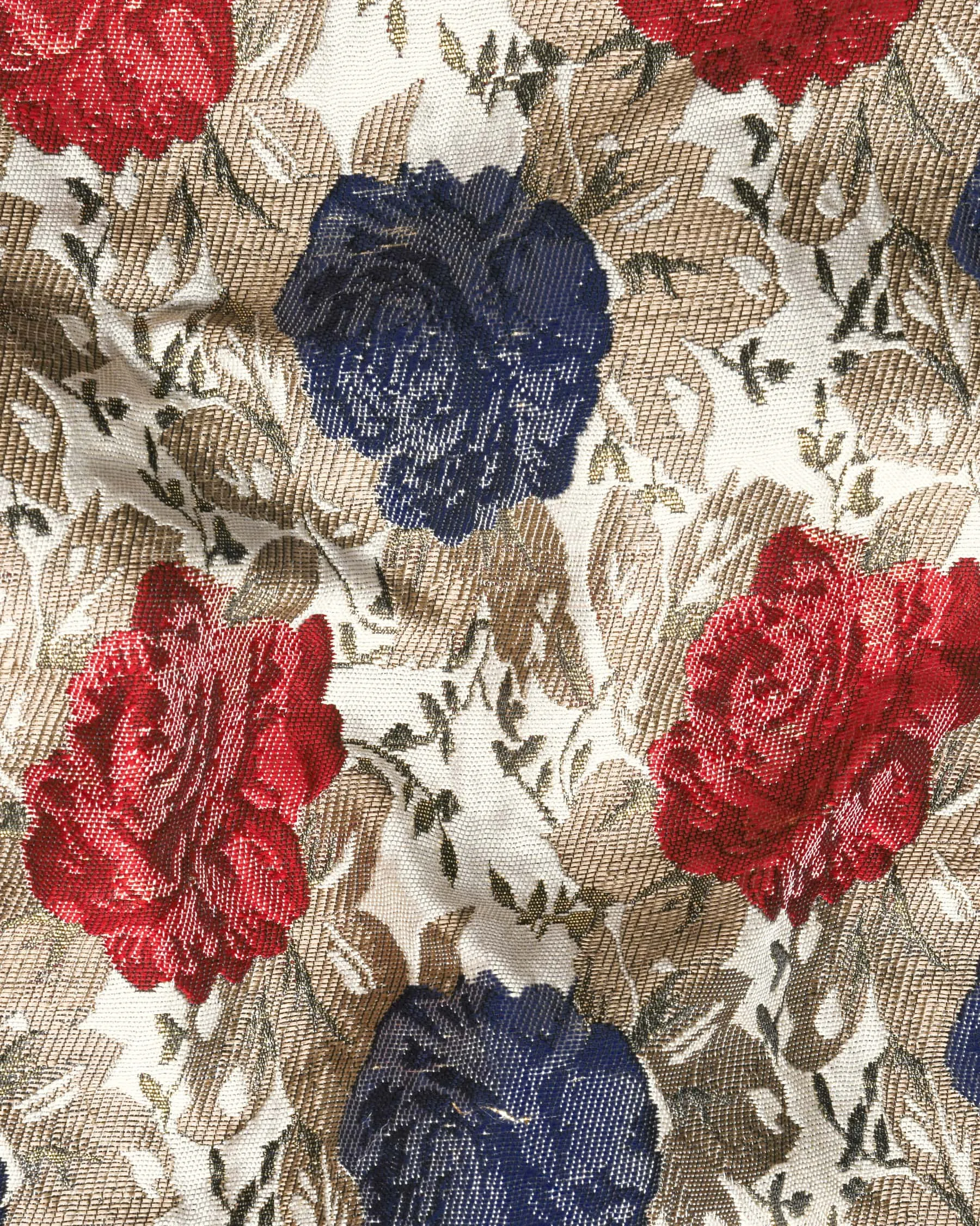 Cream with Red and Blue Flowers Jacquard Designer Nehru Jacket sold by French Crown product image thumbnail 3