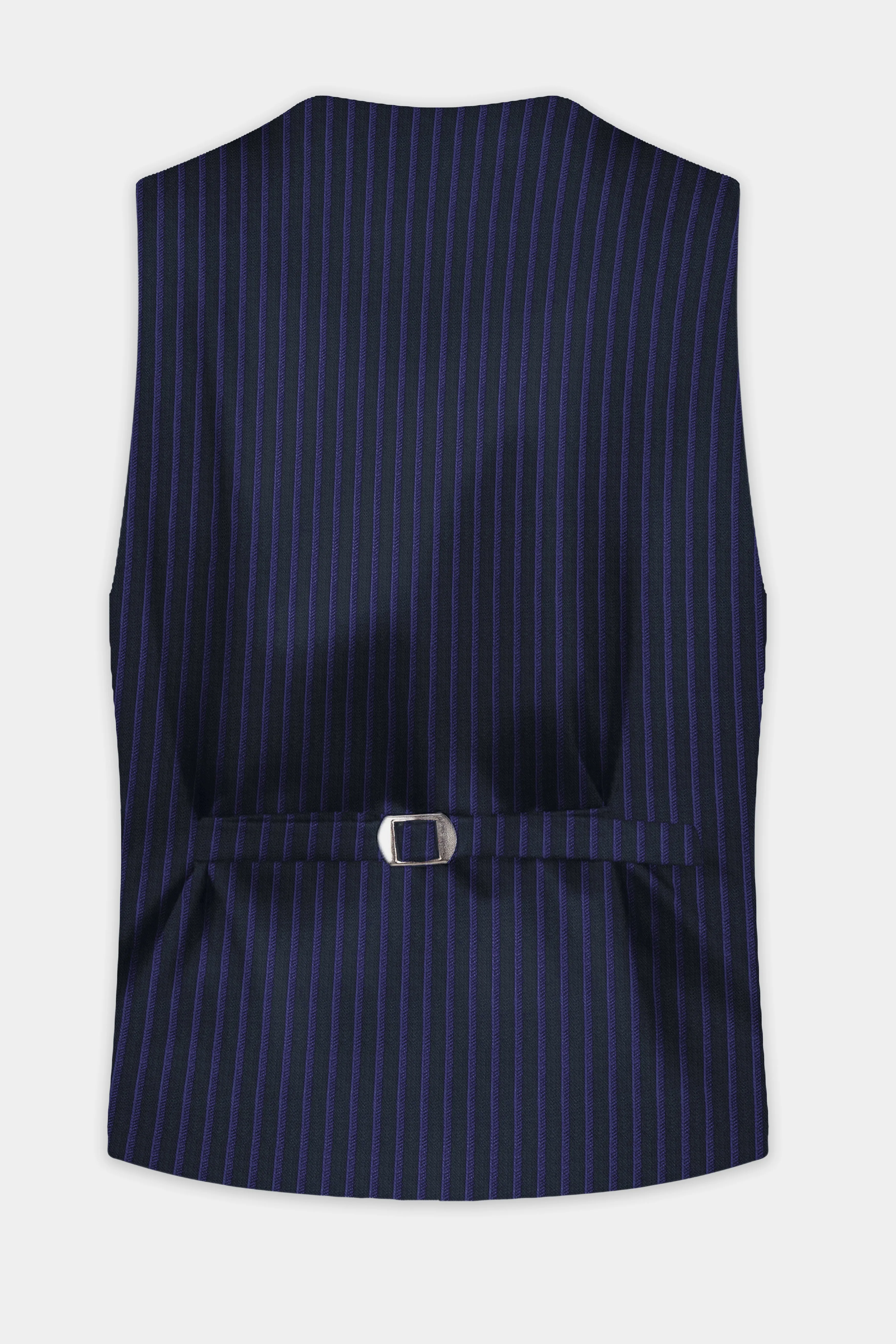Shark Black with Blue Striped Wool Blend Waistcoat sold by French Crown product image thumbnail 4