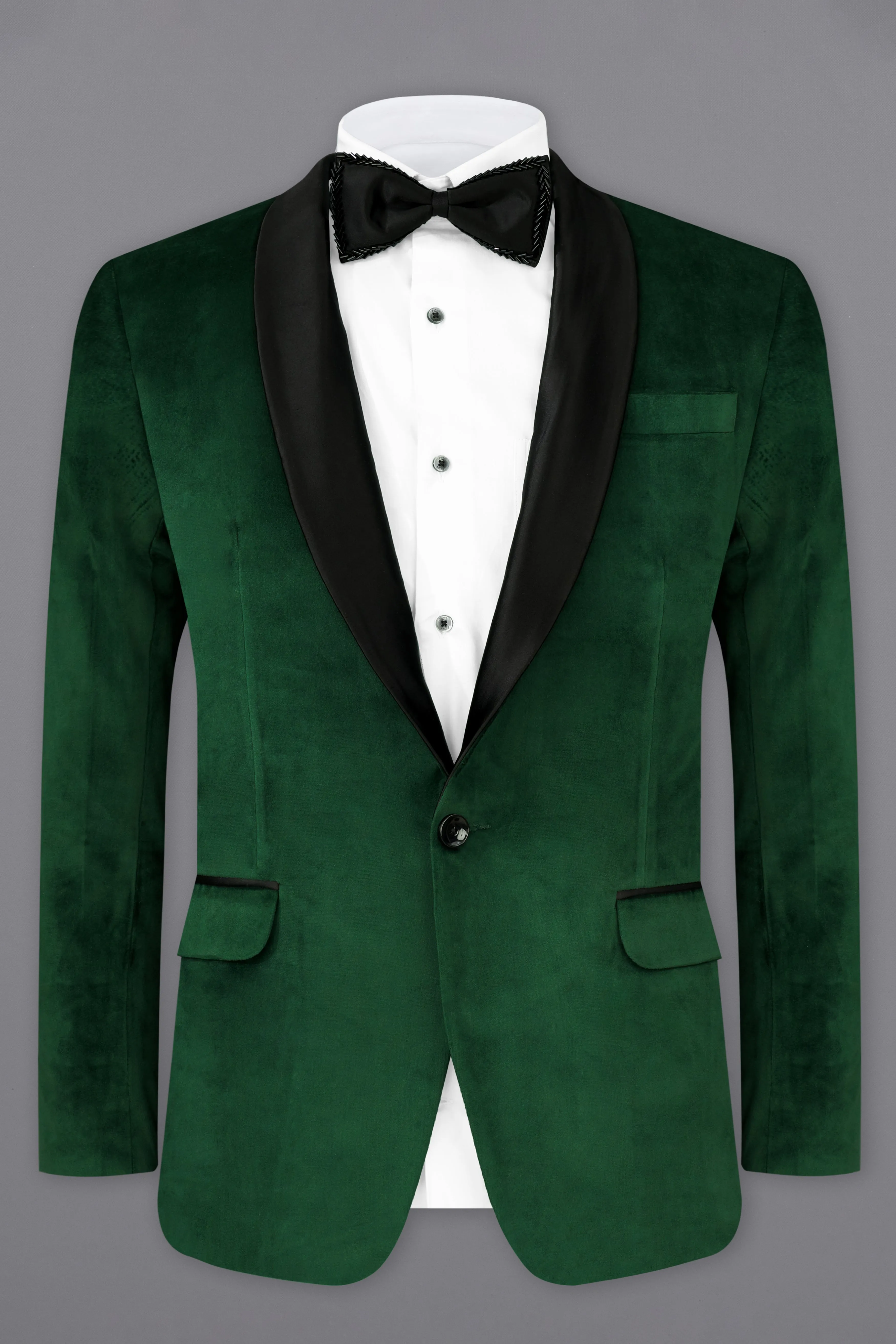 Phthalo Green Velvet Tuxedo Designer Blazer sold by French Crown product image thumbnail 2