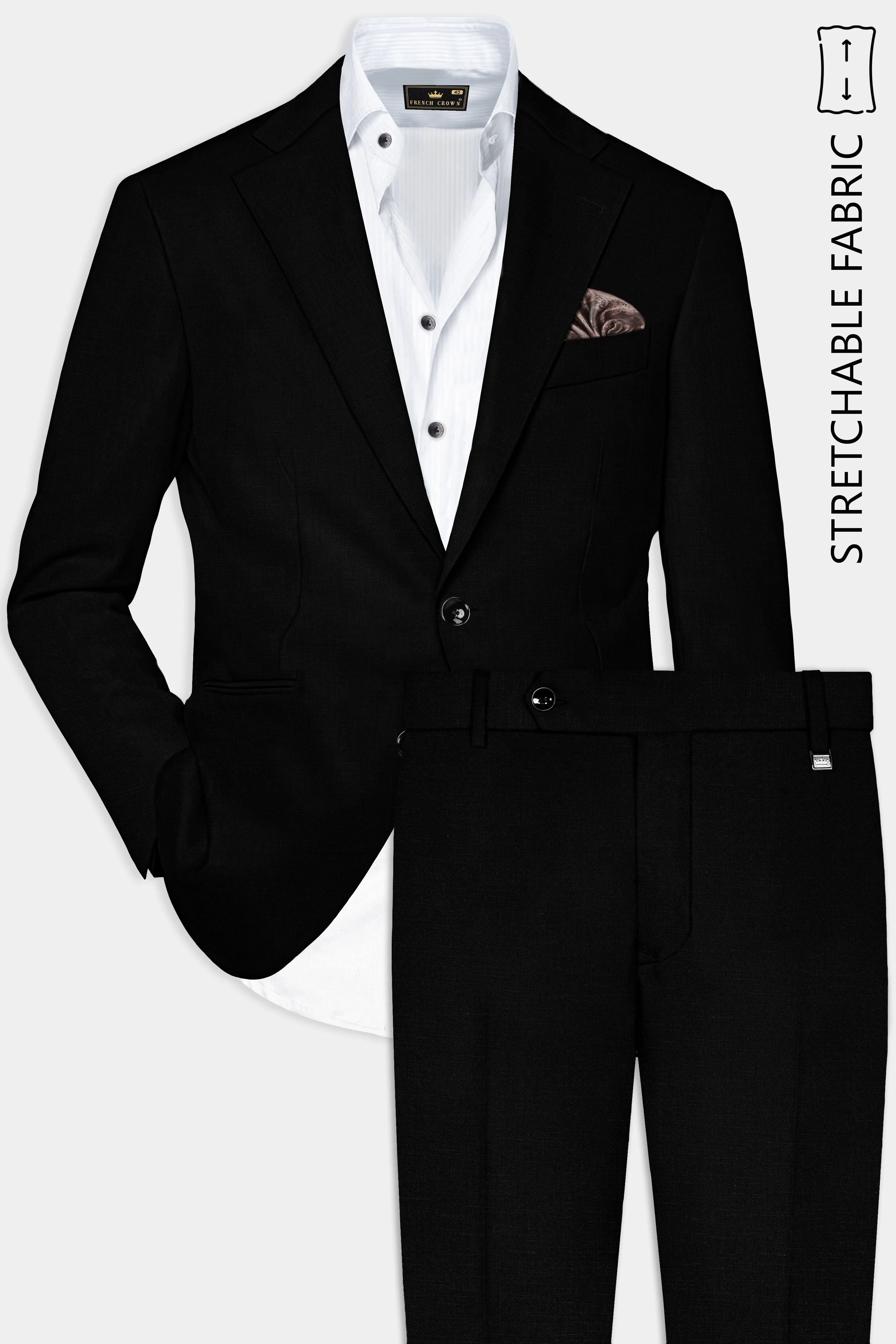 Jade Black Stretchable Subtle Sheen Suit sold by French Crown product image thumbnail 2