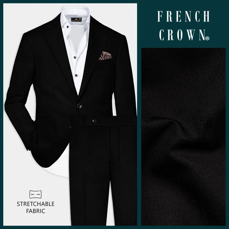 Jade Black Stretchable Subtle Sheen Suit sold by French Crown