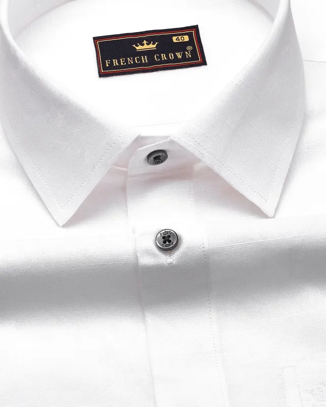 Bright White Luxurious Linen Shirt sold by French Crown