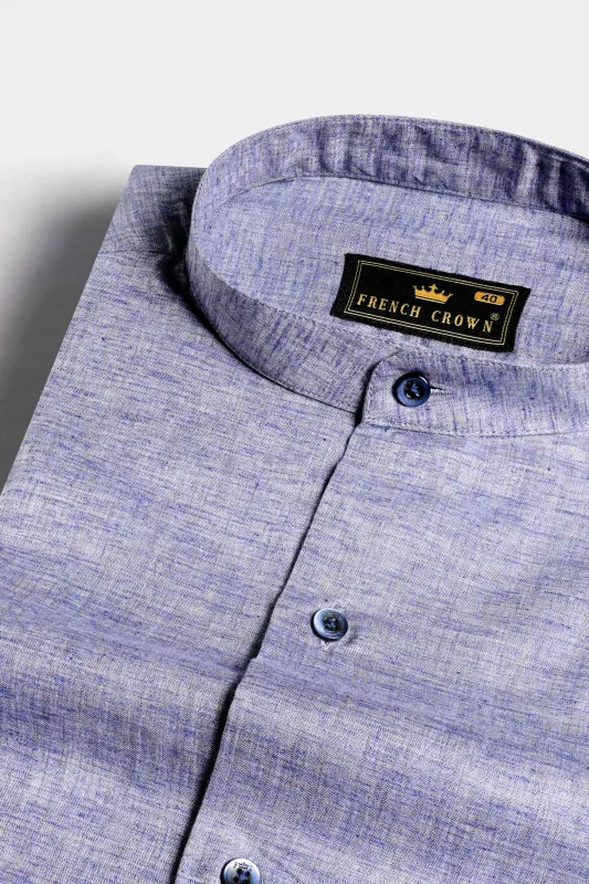 Amethyst Blue Chambray Premium Giza Cotton Shirt sold by French Crown