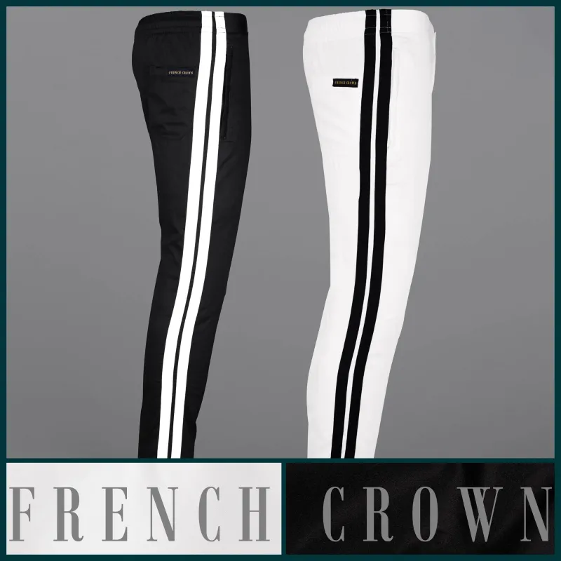 Jade Black And Bright White Super Soft Premium Cotton Designer Lounge Pants made by French Crown