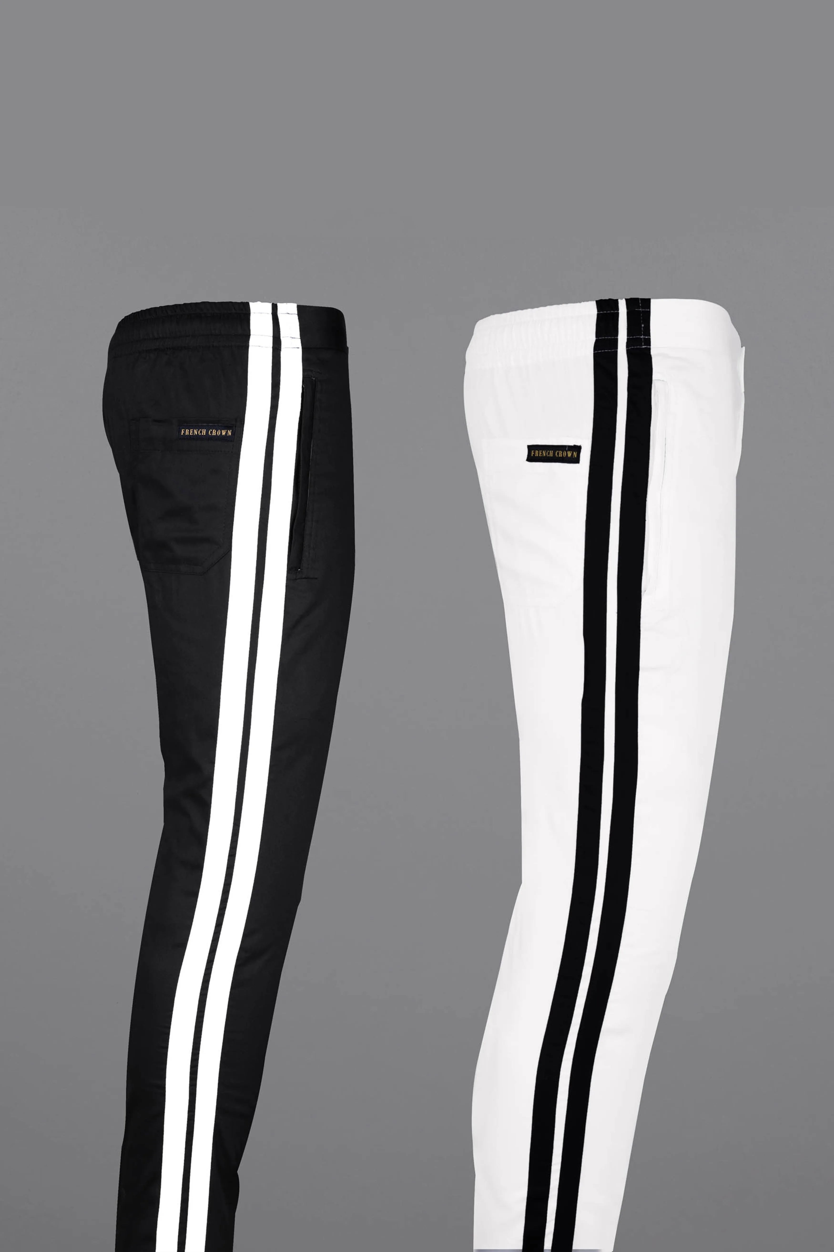 Jade Black And Bright White Super Soft Premium Cotton Designer Lounge Pants sold by French Crown product image thumbnail 2
