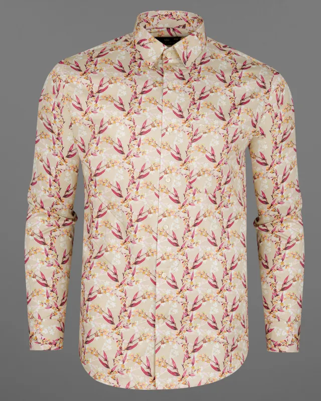 Clam Shell Brown Leaves Printed Super Soft Premium Cotton Shirt sold by French Crown